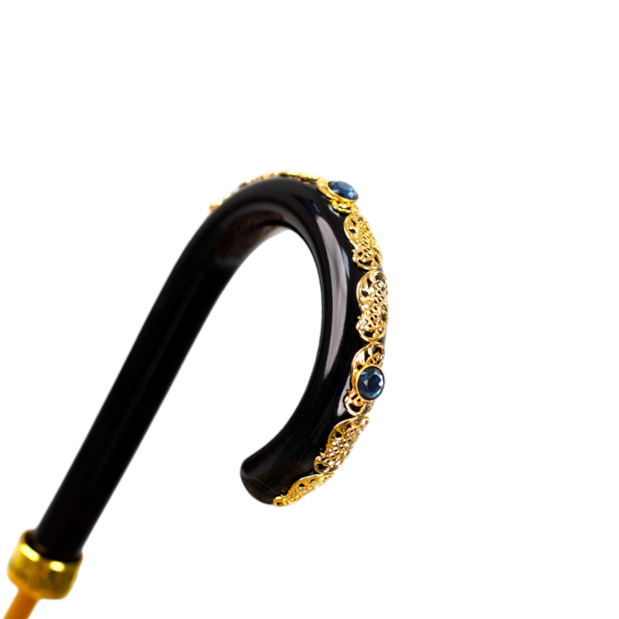 Handmade Sleek Italian Majolica Umbrella with Gold Filigree Handle