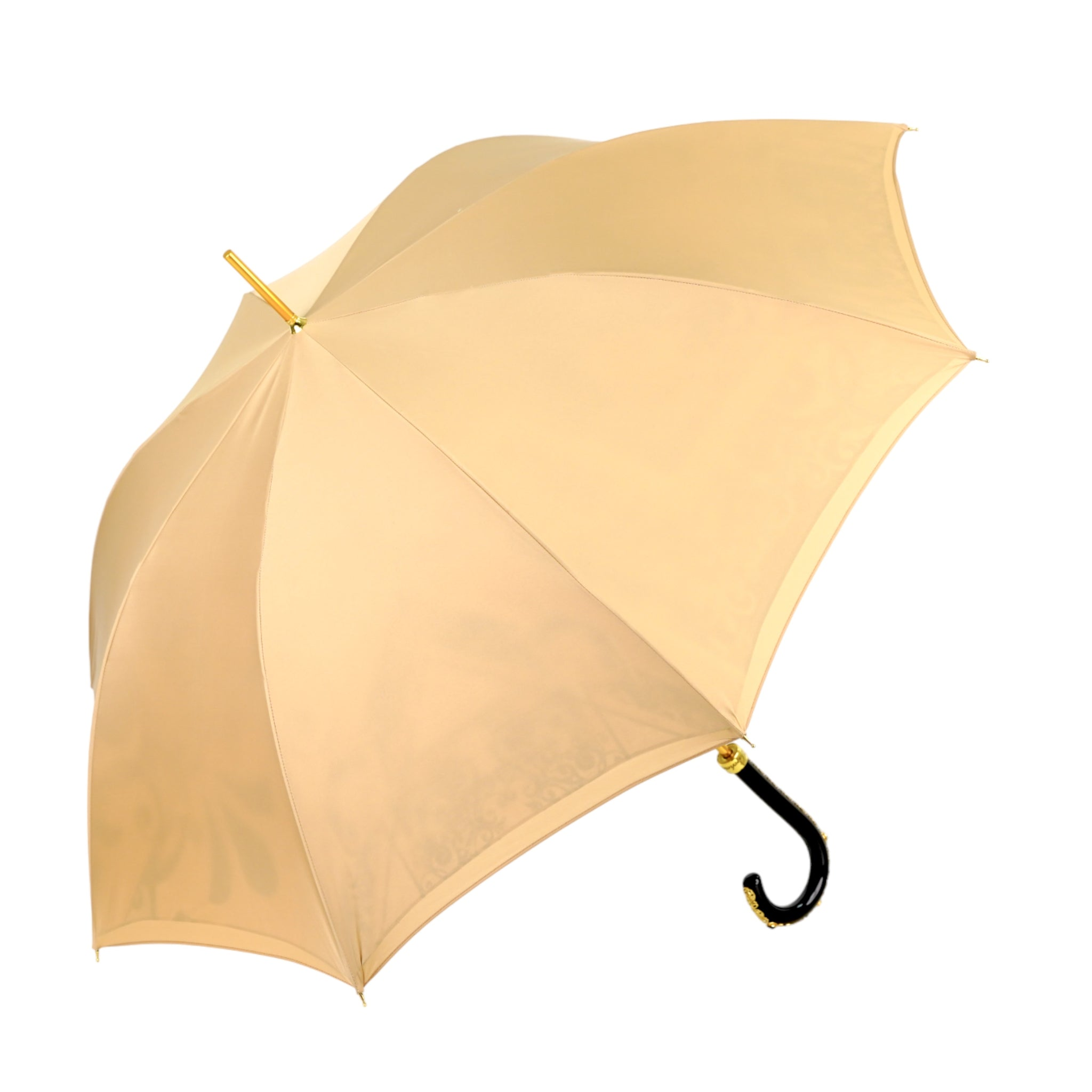 Handmade Sleek Italian Majolica Umbrella with Gold Filigree Handle