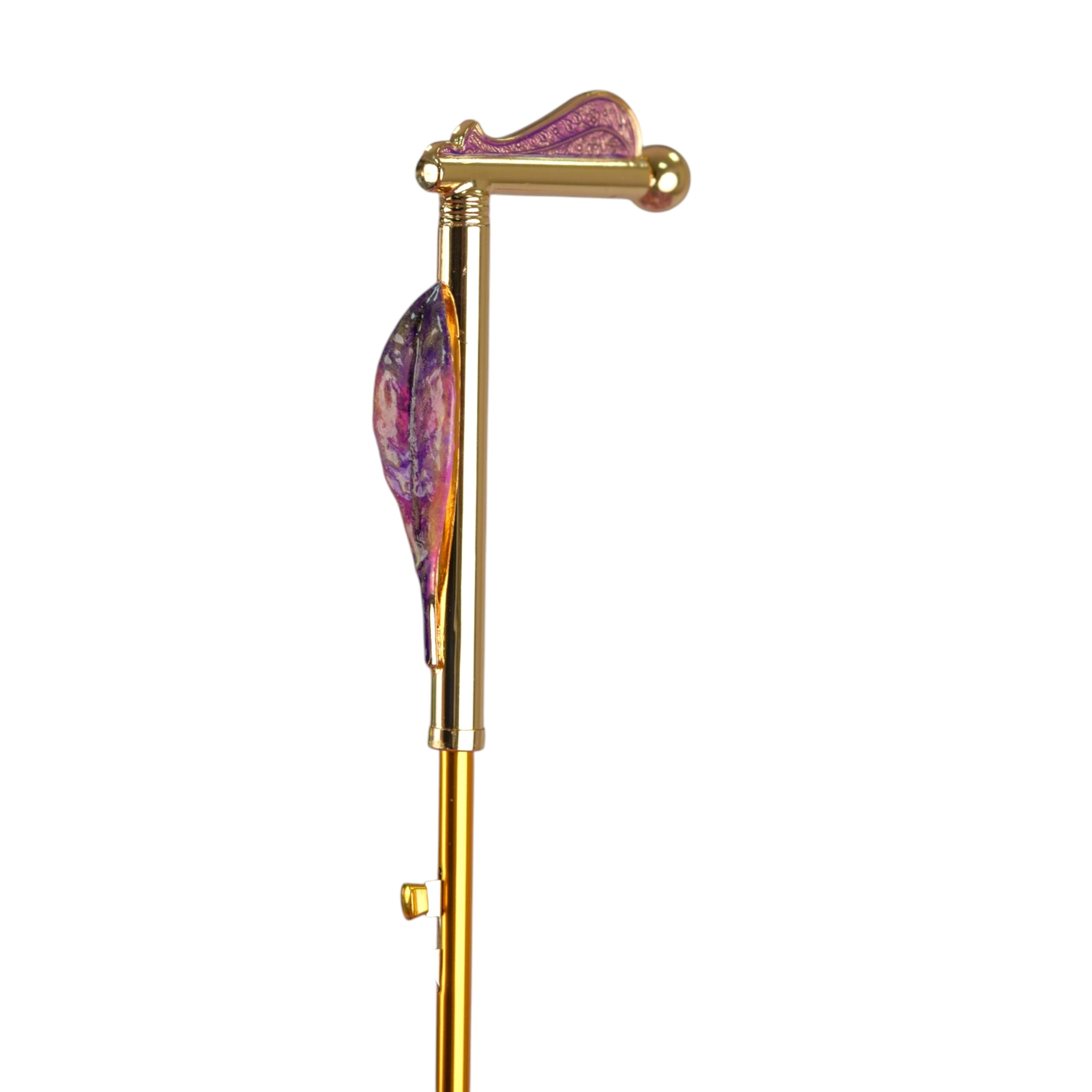 Luxury Pink Umbrella with Hand-Painted Floral 24K Gold Handle