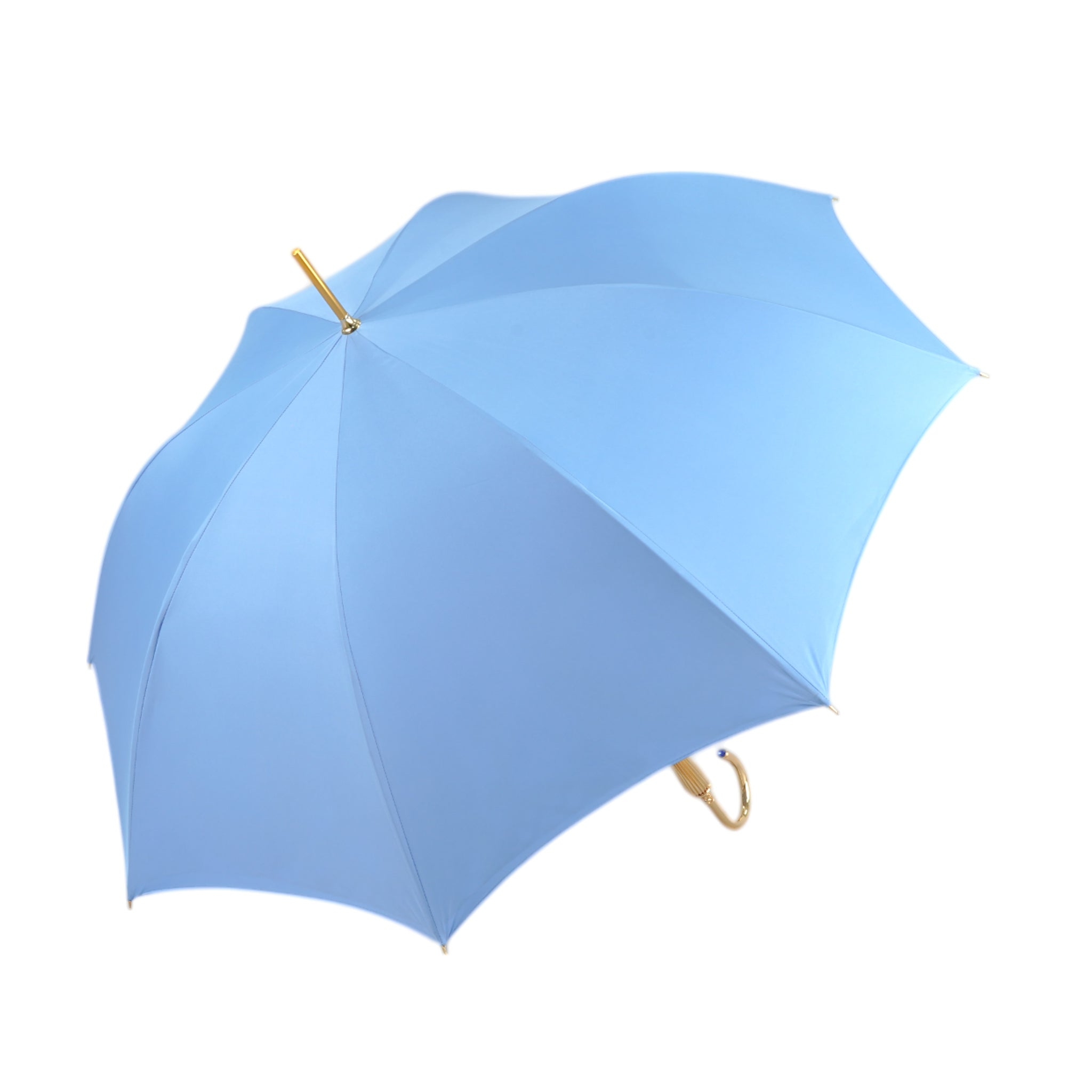 Unique Light Blue Umbrella with Elegant Gold Handle - Blue Royalty