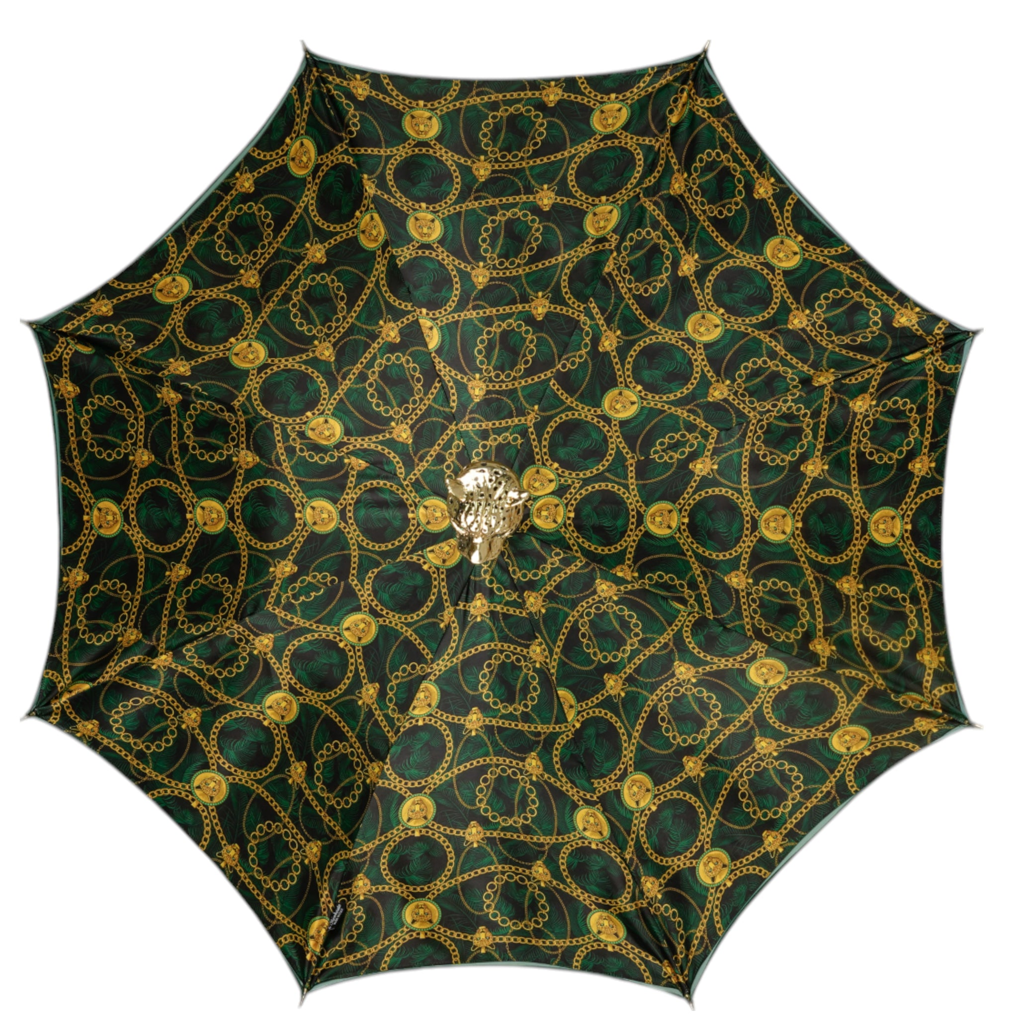 Exclusive Green Umbrella with Striking Leopard Handle