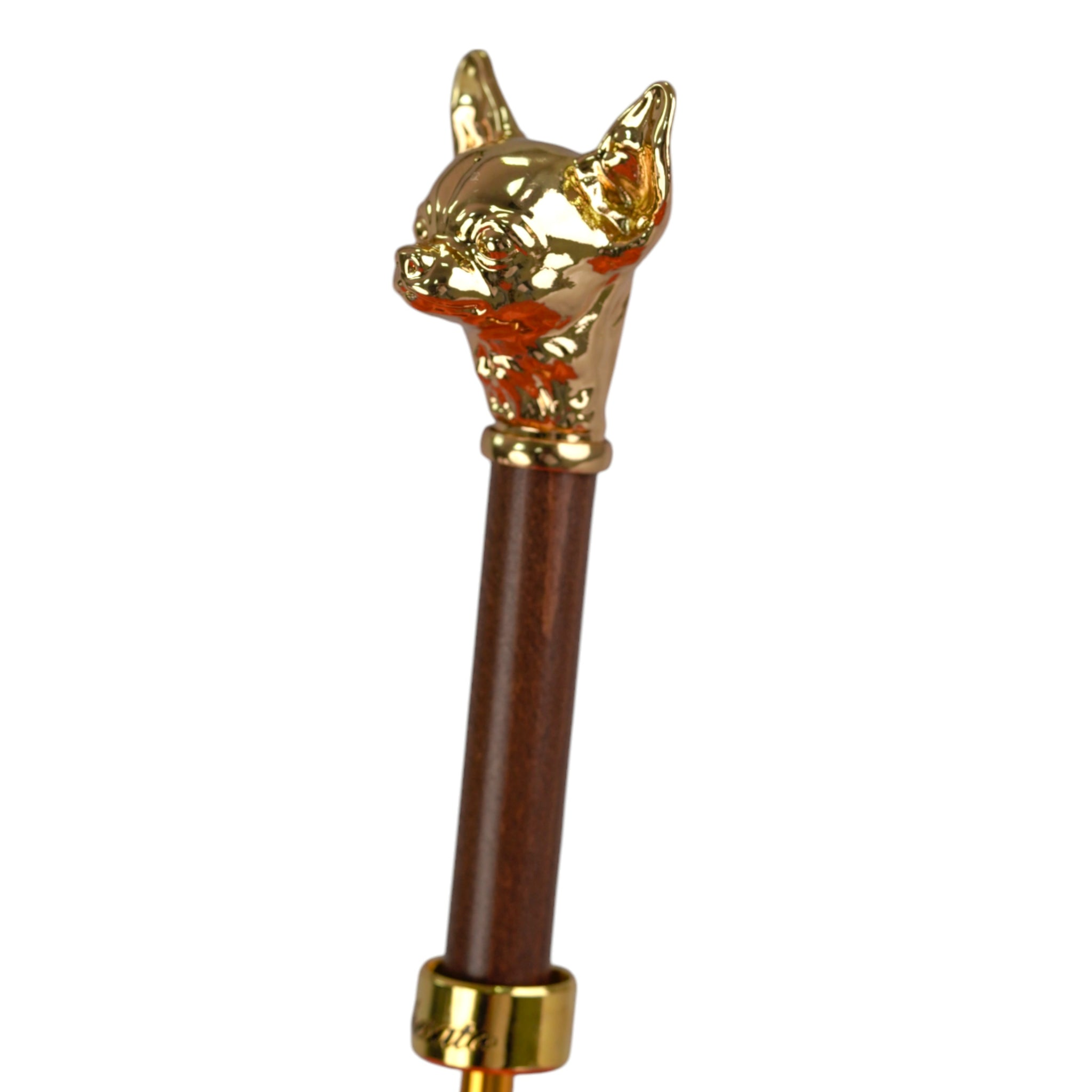 Red Umbrella with Gold Chihuahua Handle - Chic Companion