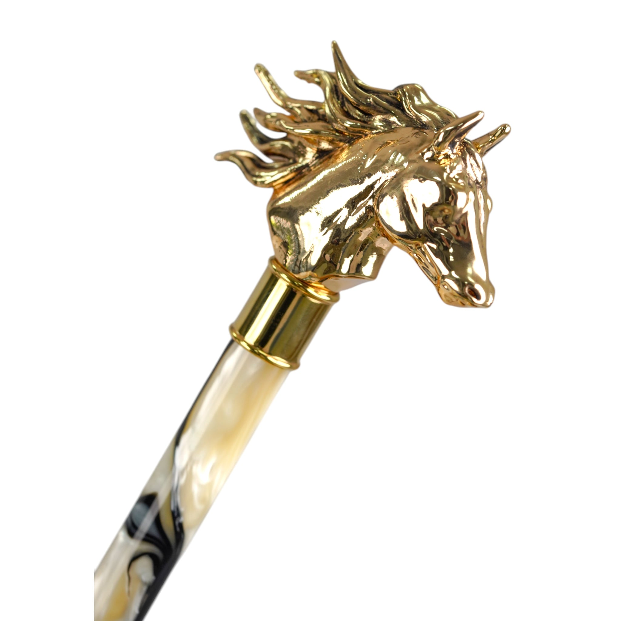 Elegant Light Blue Umbrella with Golden Horse Head Handle