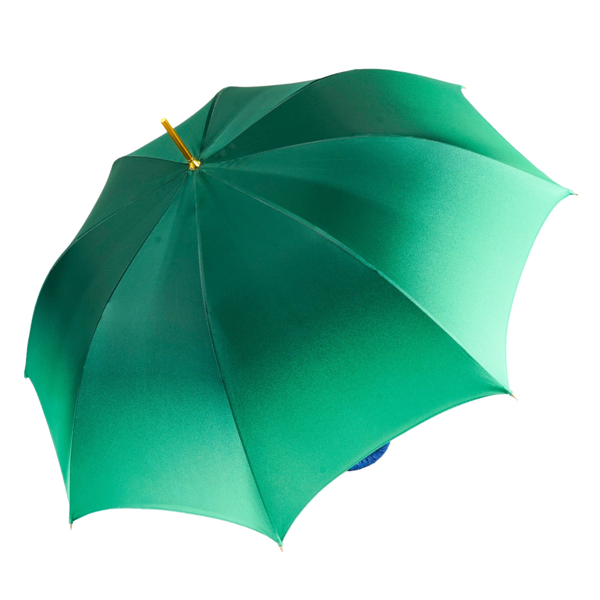 Peacock-Inspired Umbrella with Blue Ostrich Leather Handle