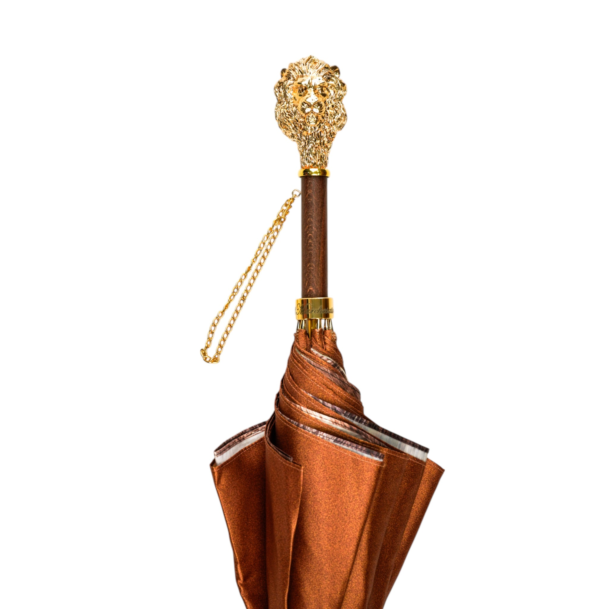 Handcrafted Luxury Umbrella with 24K Gold-Plated Lion Handle