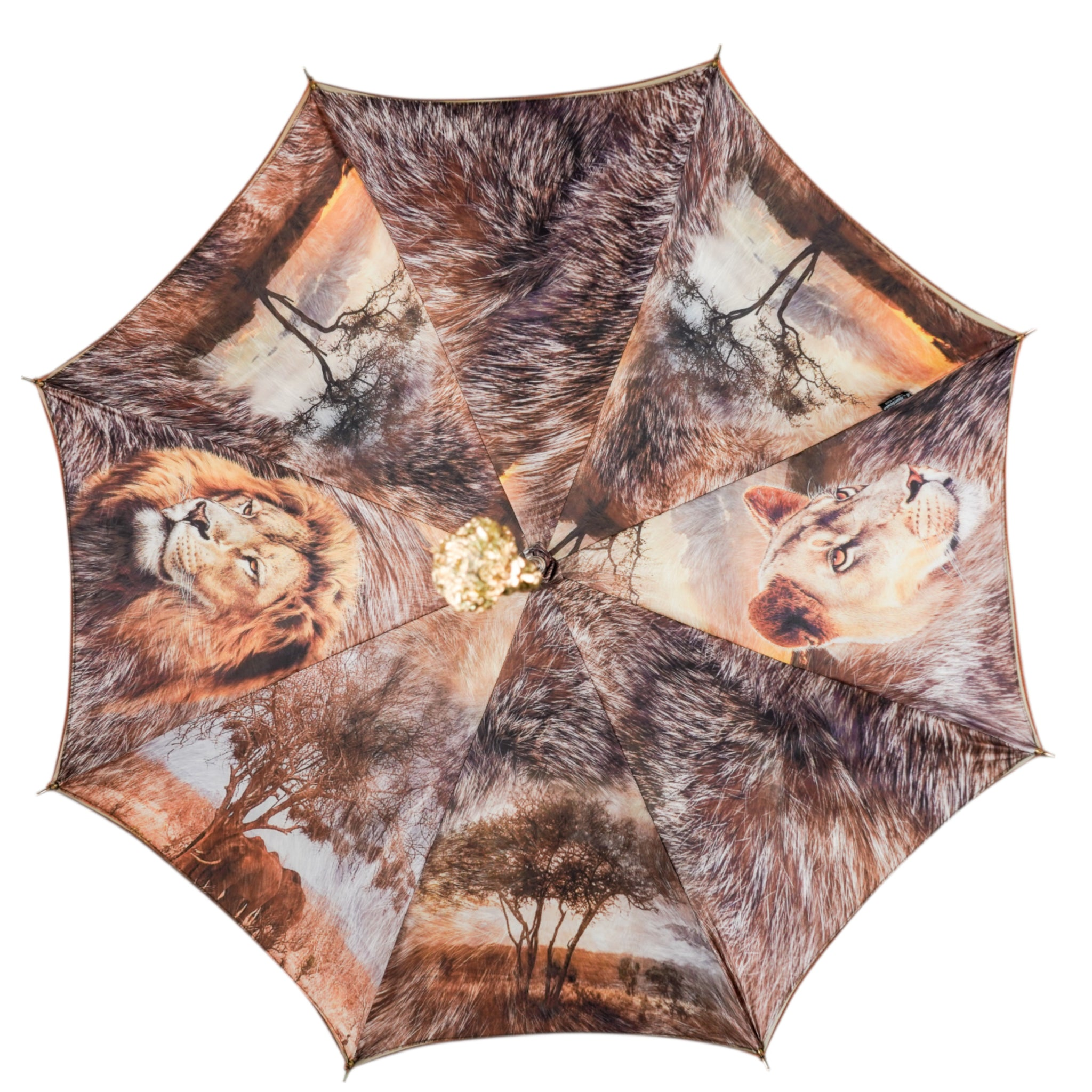 Handcrafted Luxury Umbrella with 24K Gold-Plated Lion Handle