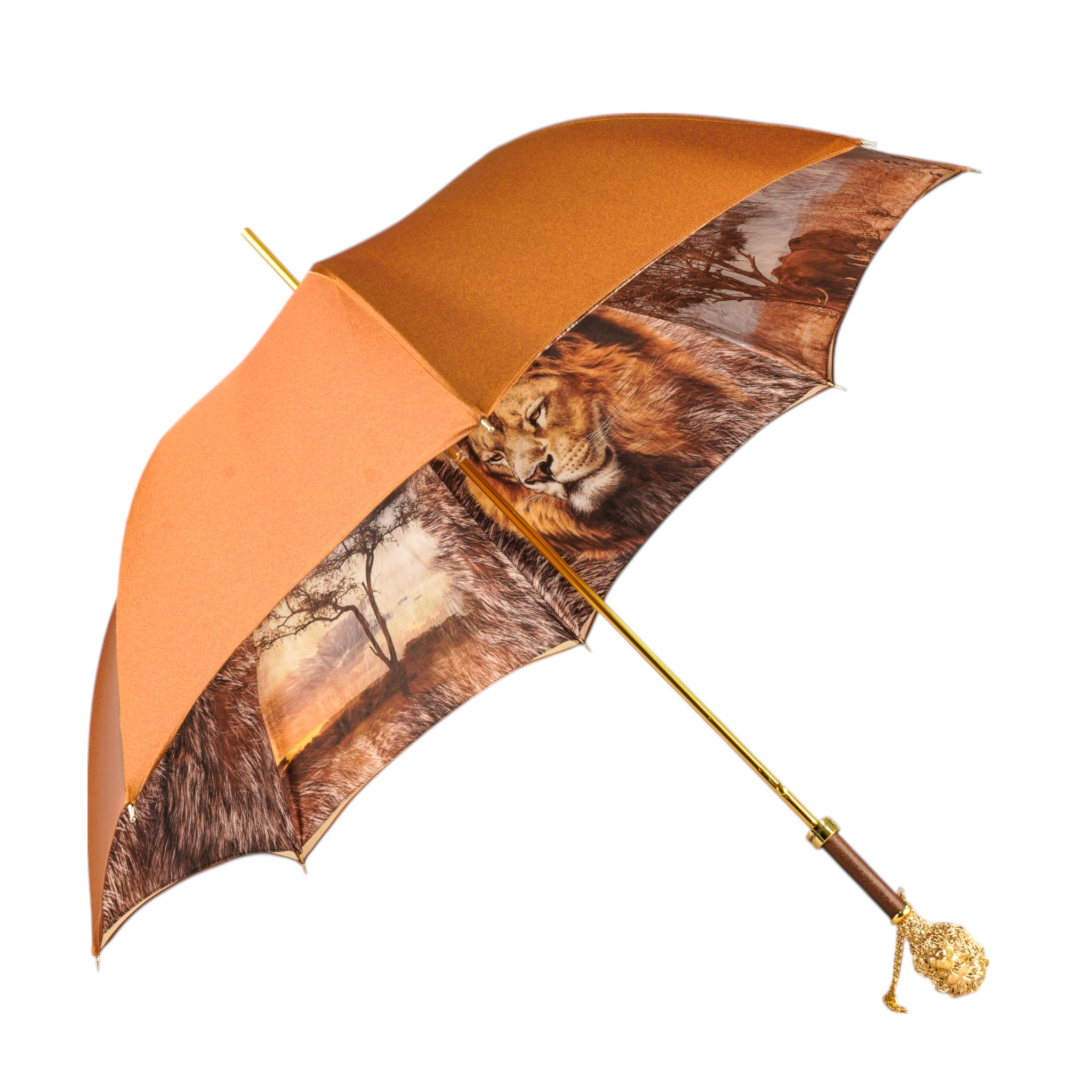 Handcrafted Luxury Umbrella with 24K Gold-Plated Lion Handle