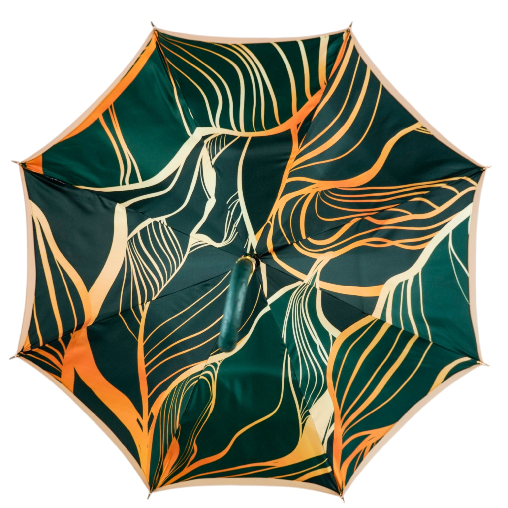 Understated Glamour – Ivory Canopy with Green Ostrich Handle