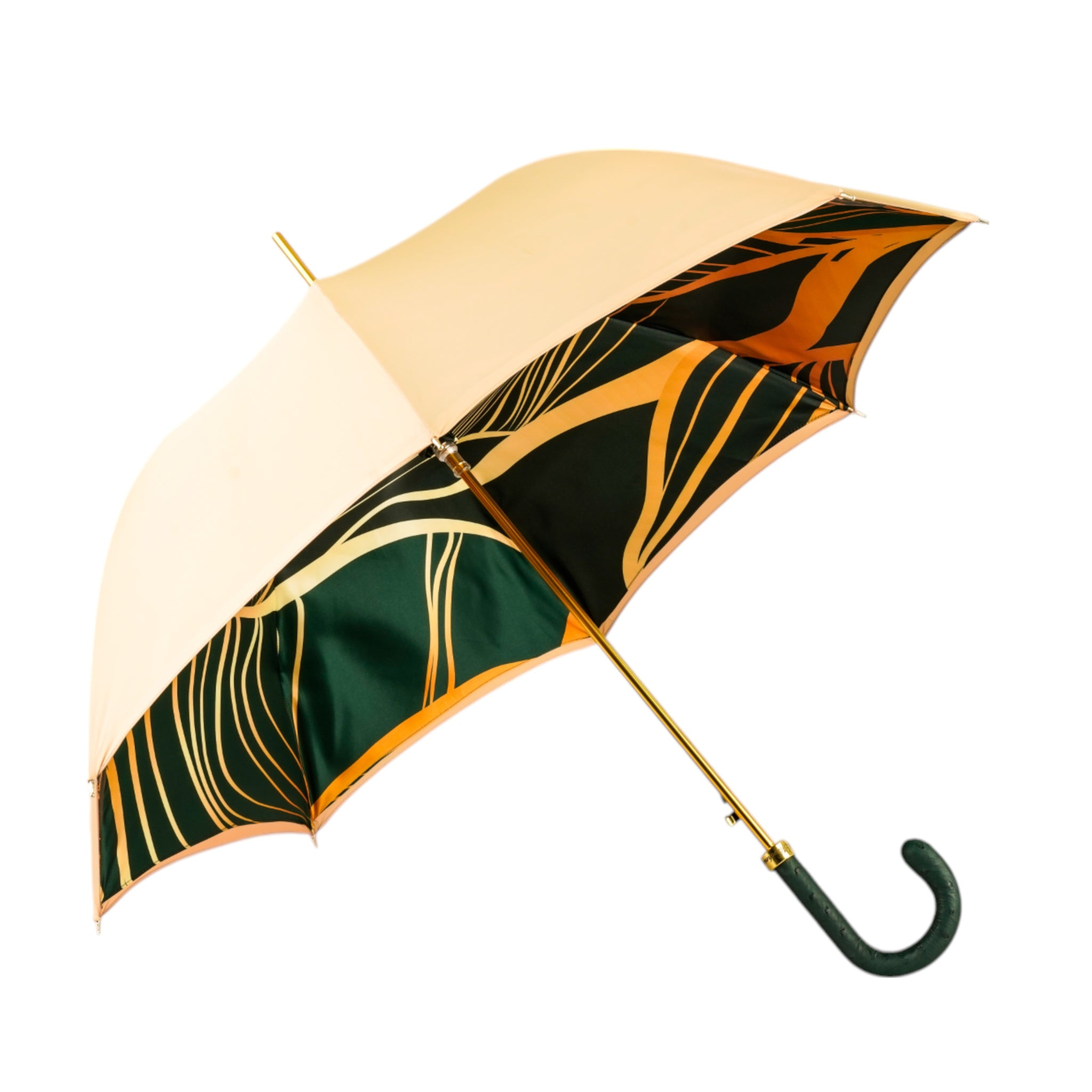 Understated Glamour – Ivory Canopy with Green Ostrich Handle