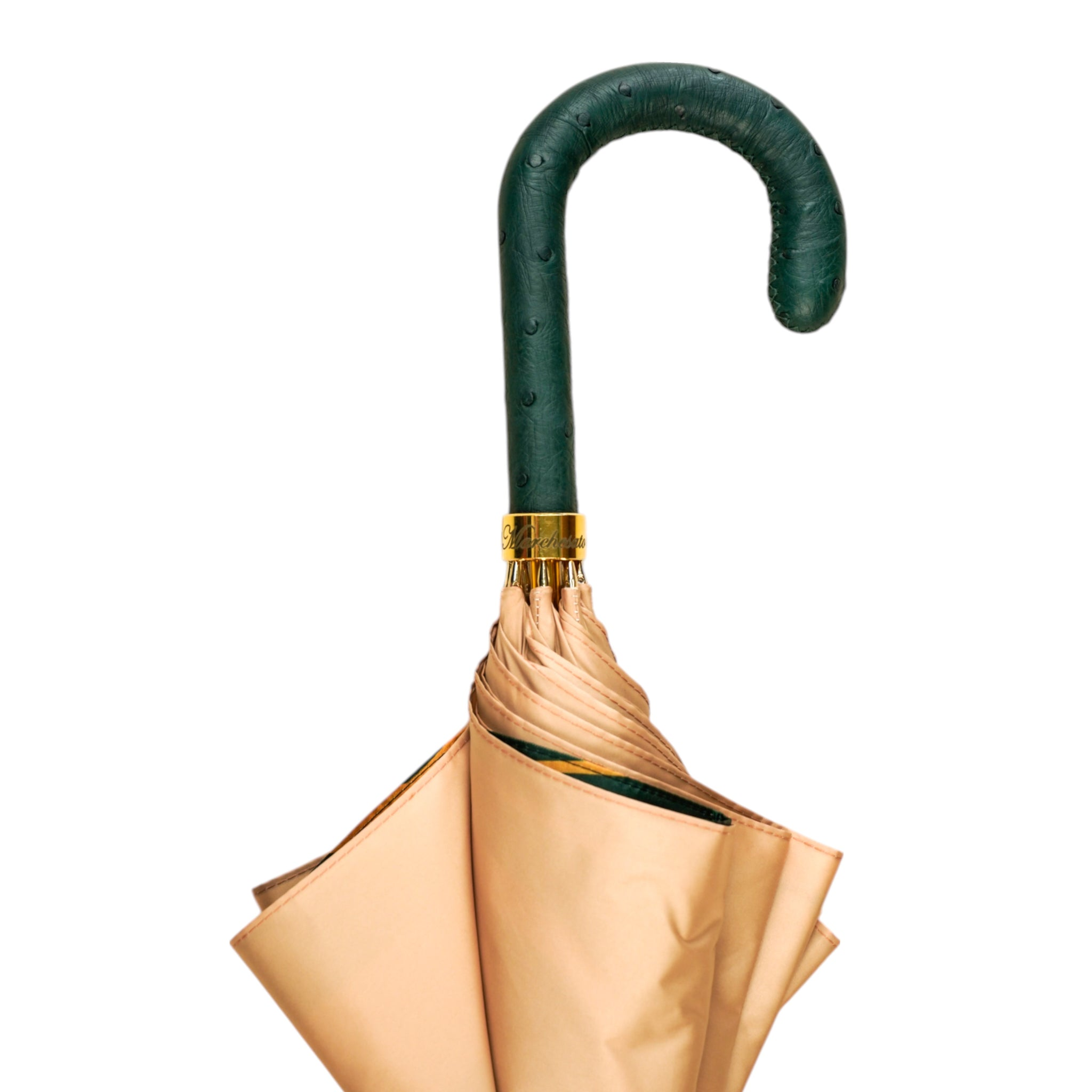 Understated Glamour – Ivory Canopy with Green Ostrich Handle