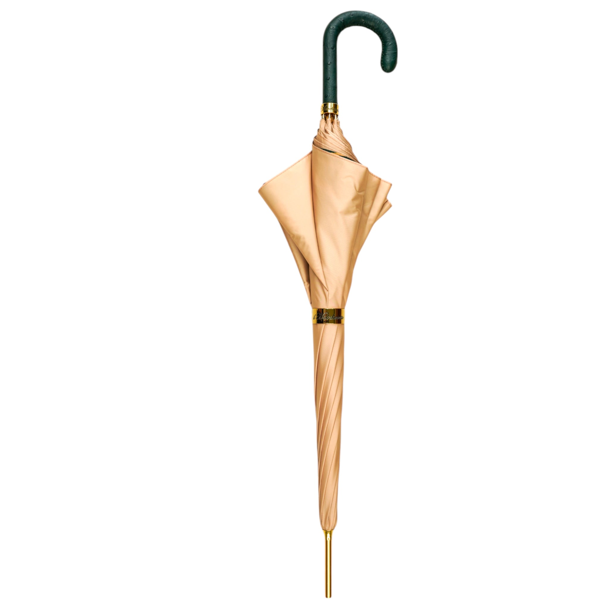 Understated Glamour – Ivory Canopy with Green Ostrich Handle