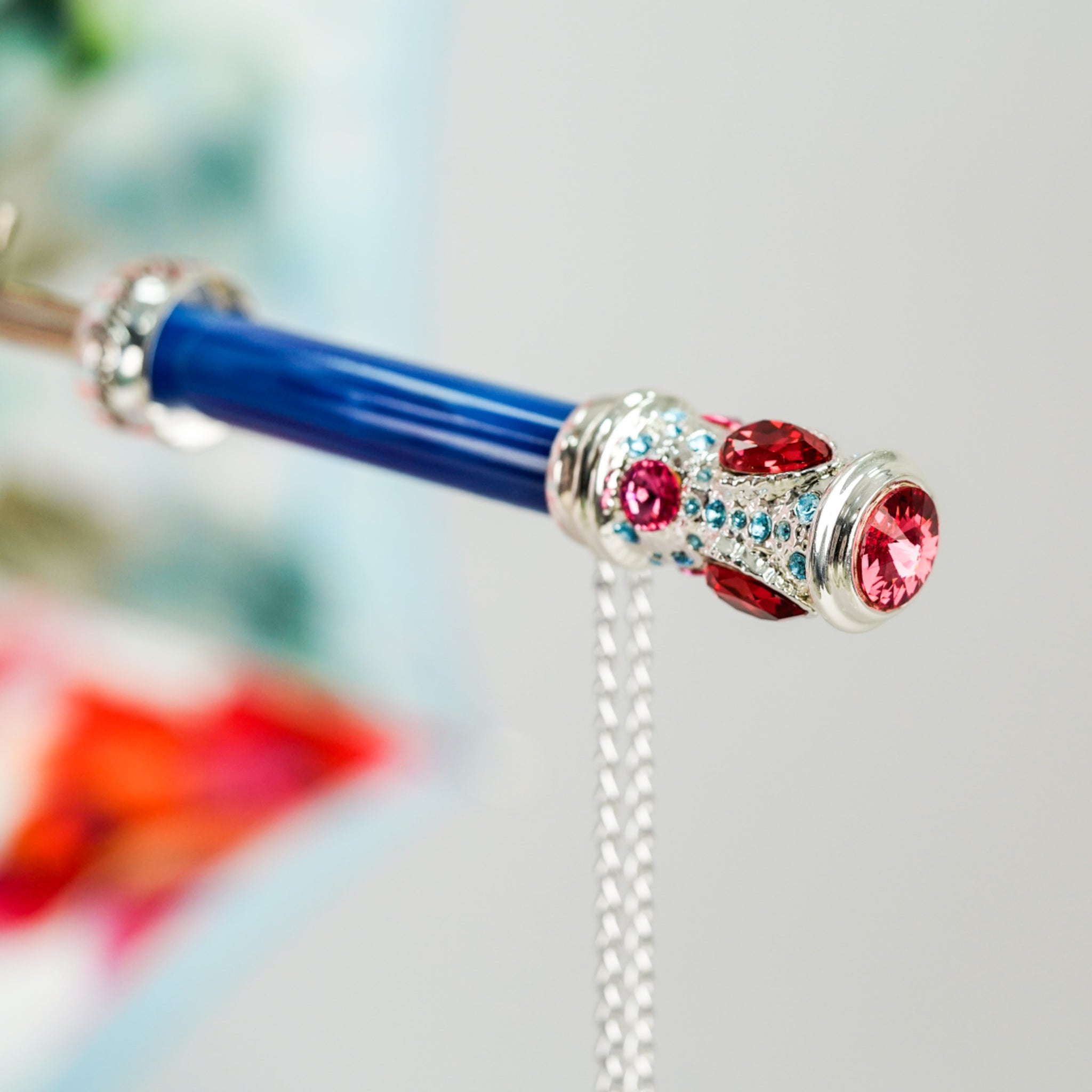 925 Silver-Plated Handle with Crystals - Handcrafted in Italy