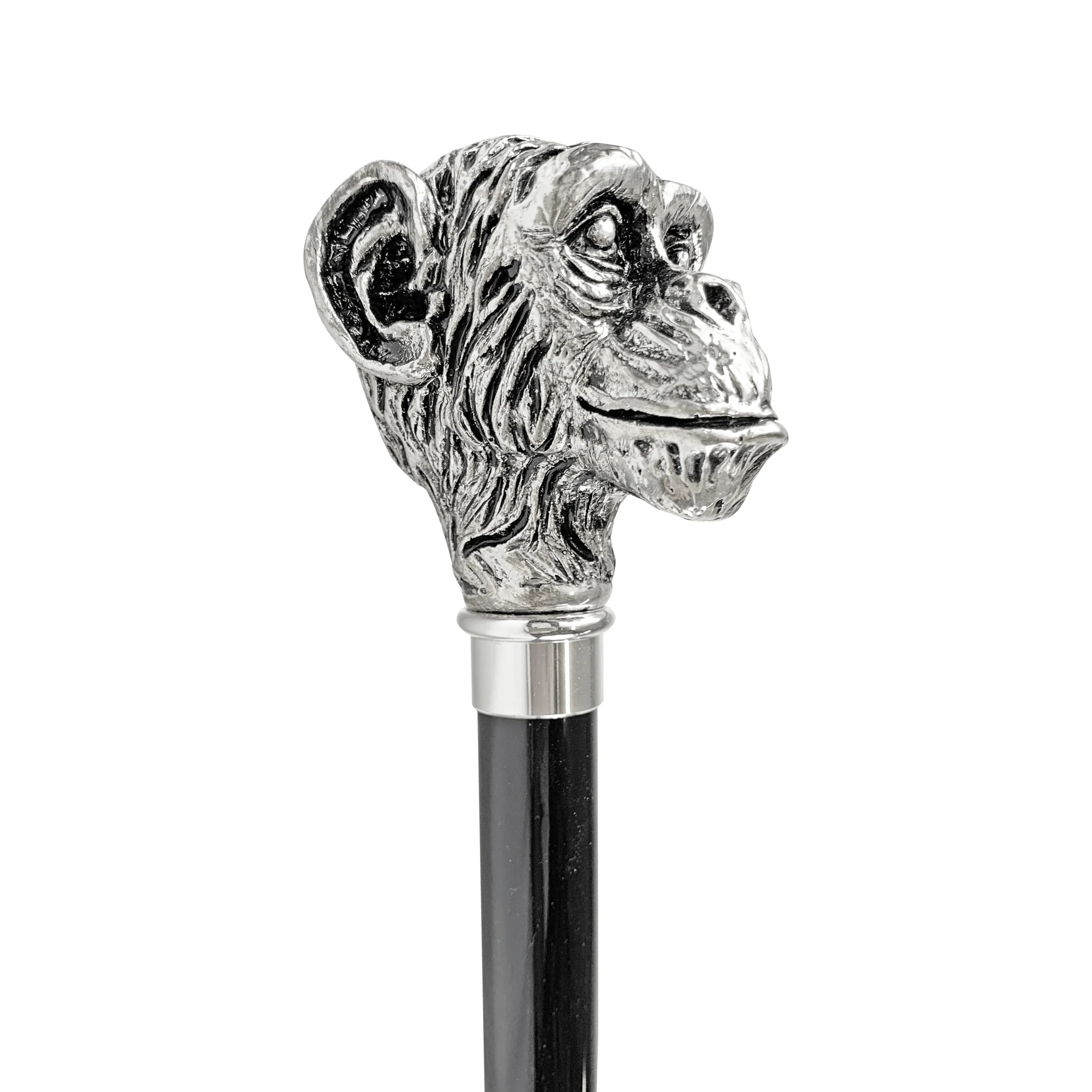 Luxury Silver Monkey Walking Cane – 925 Silver-Plated Art Cane