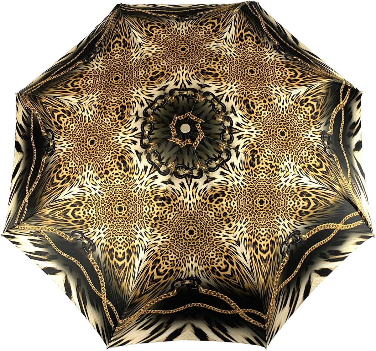 Leopard and Gold Chains Folding Umbrella – Women’s Luxury Design