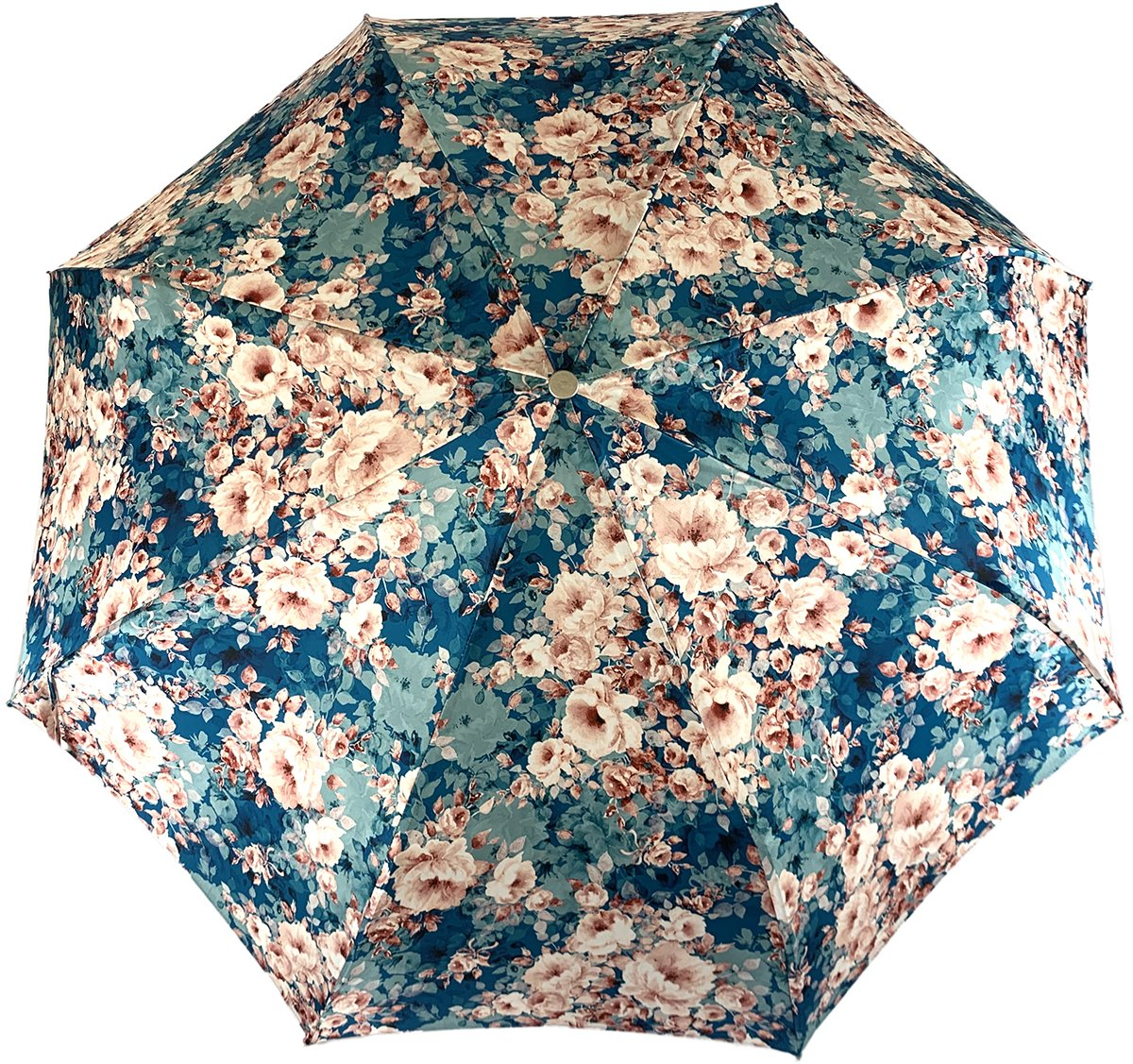 Elegant Women's Folding Umbrella – Floral Print with Jeweled Handle
