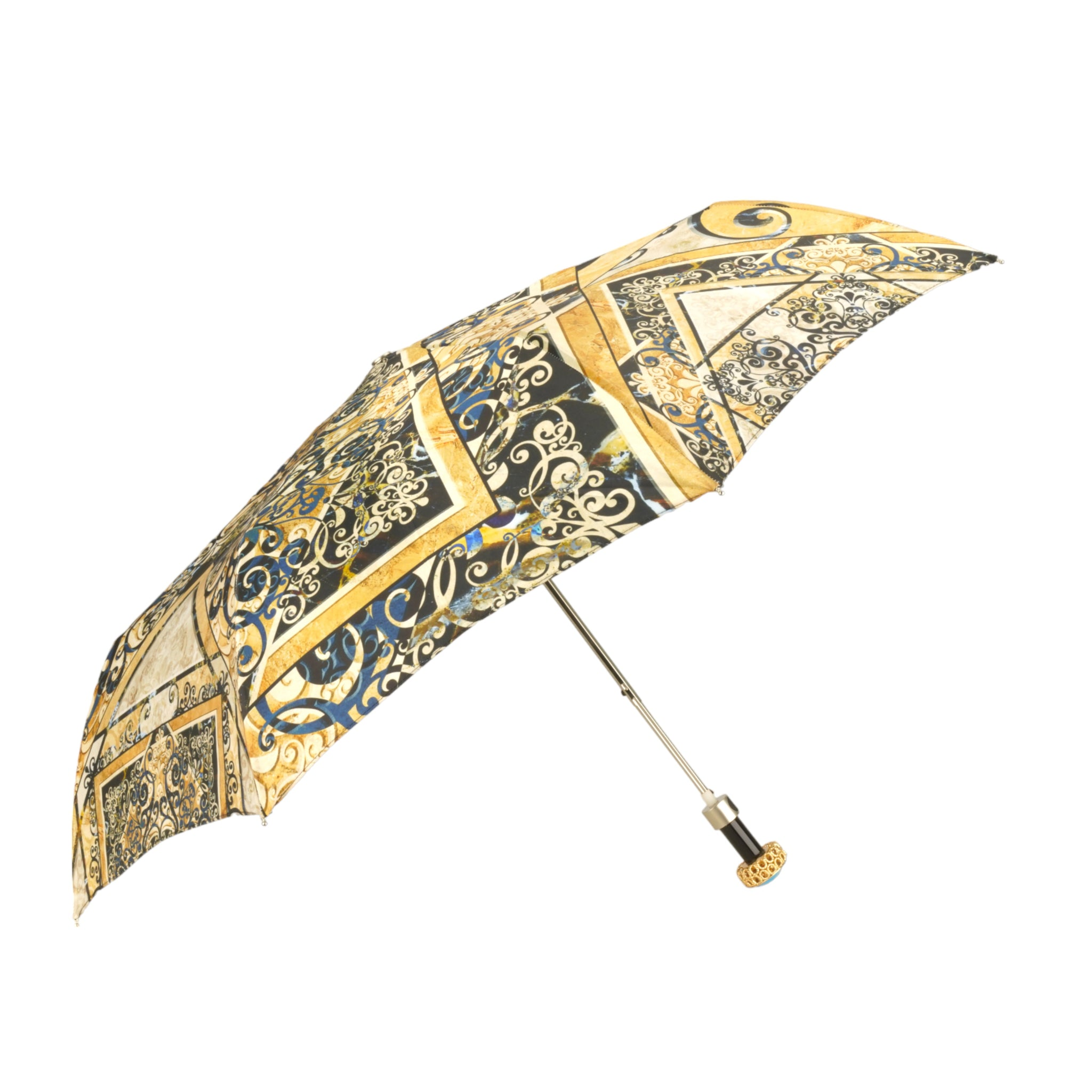 Exclusive Handmade Ladies Gold-Plated Handle and Crystals Umbrella