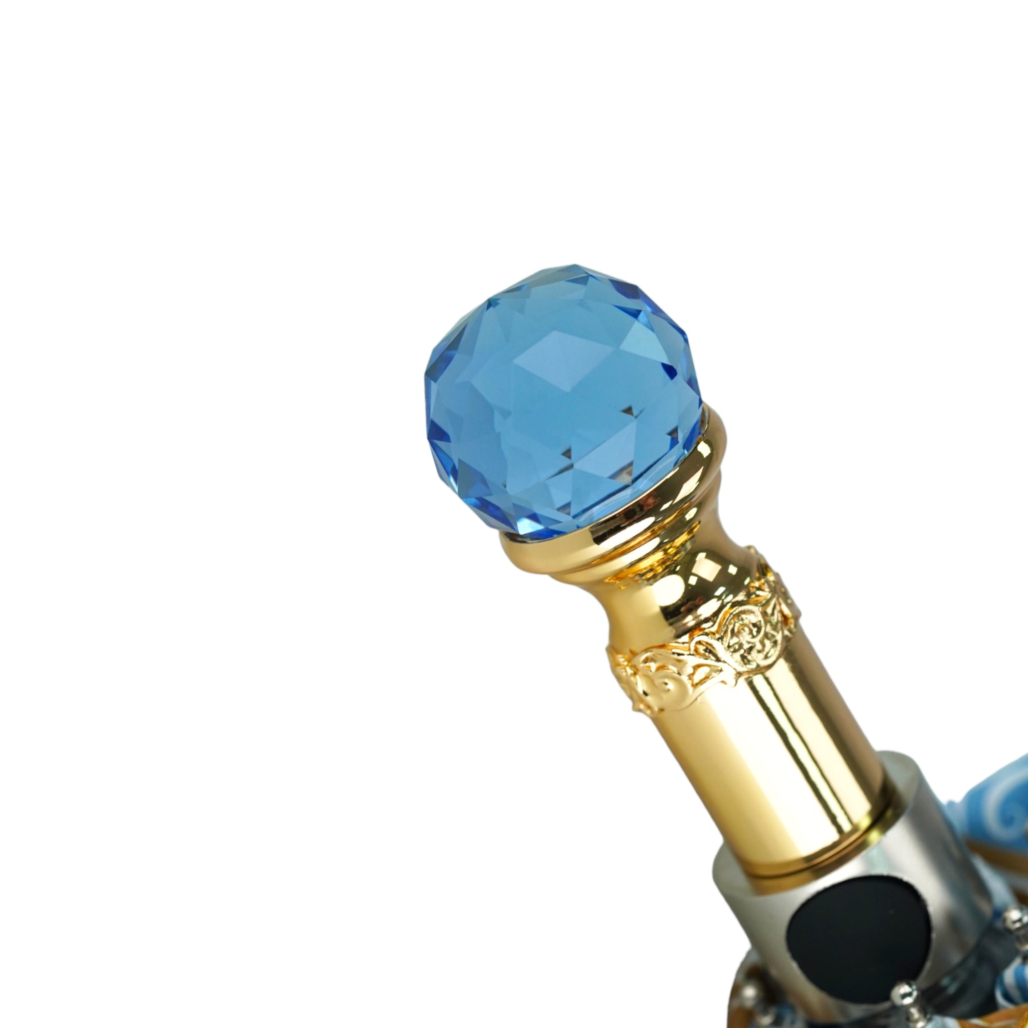 Elegant Ladies Folding Umbrella with Gold-Plated Handle and Crystals