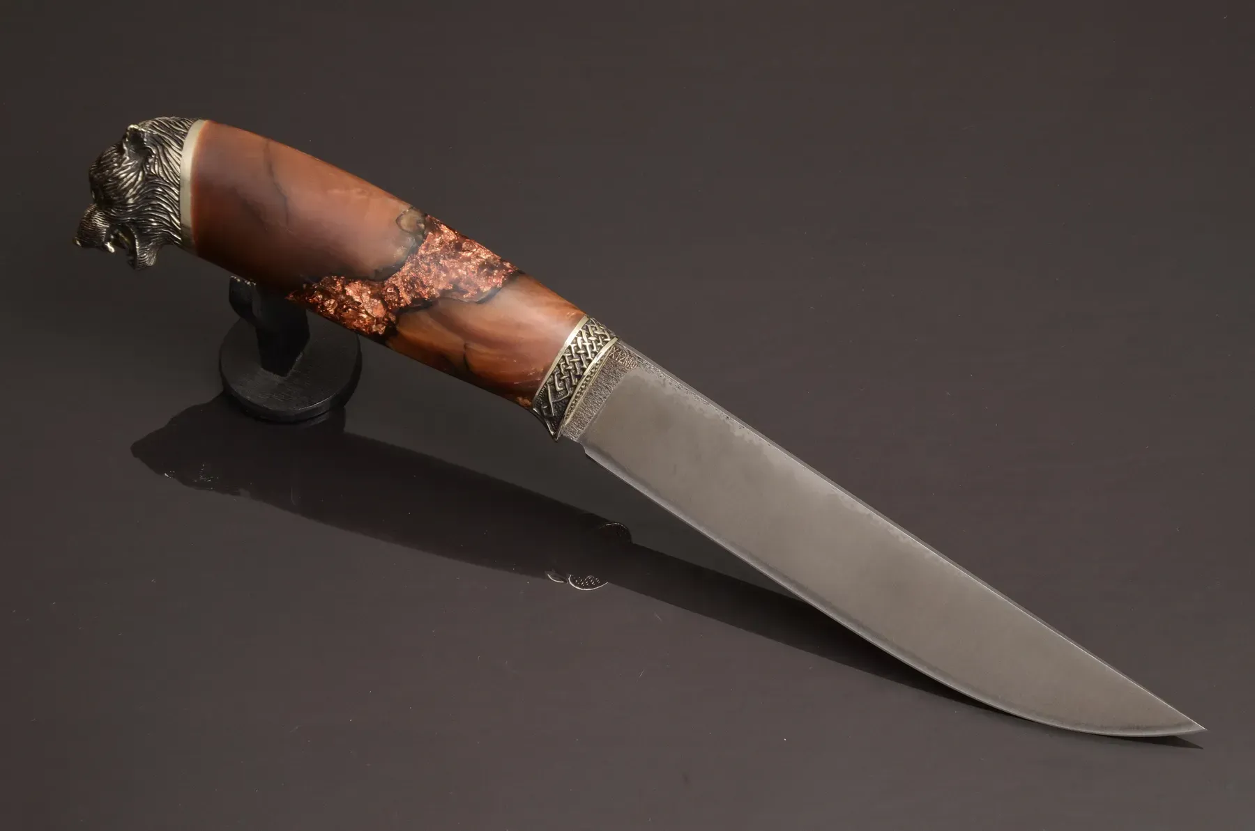 Unique Durable Steel Knife with Hybrid Handle and Leather Sheath