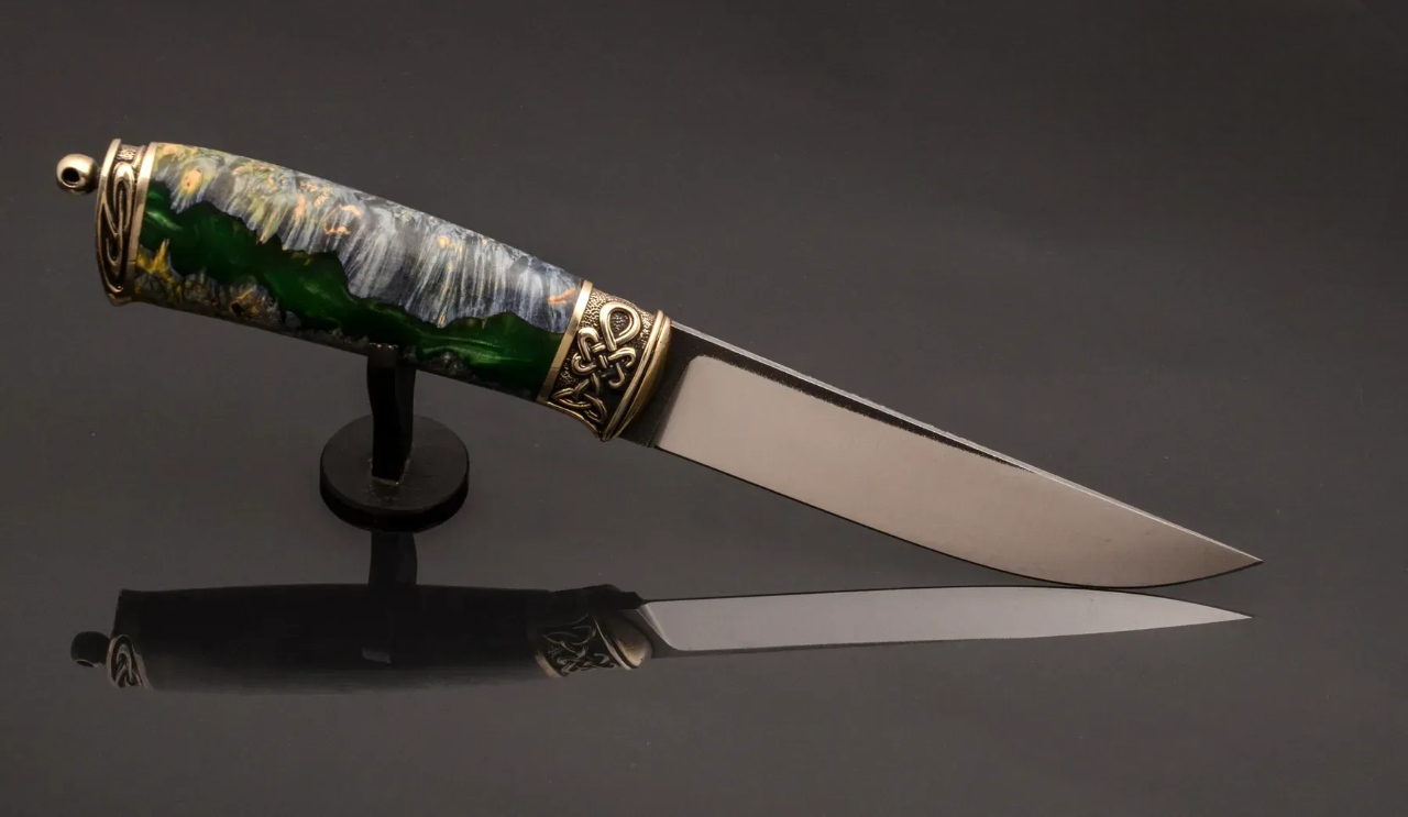 Handmade Custom Knife – Steel Blade, Hybrid Handle, Leather Sheath - Elegant Knives