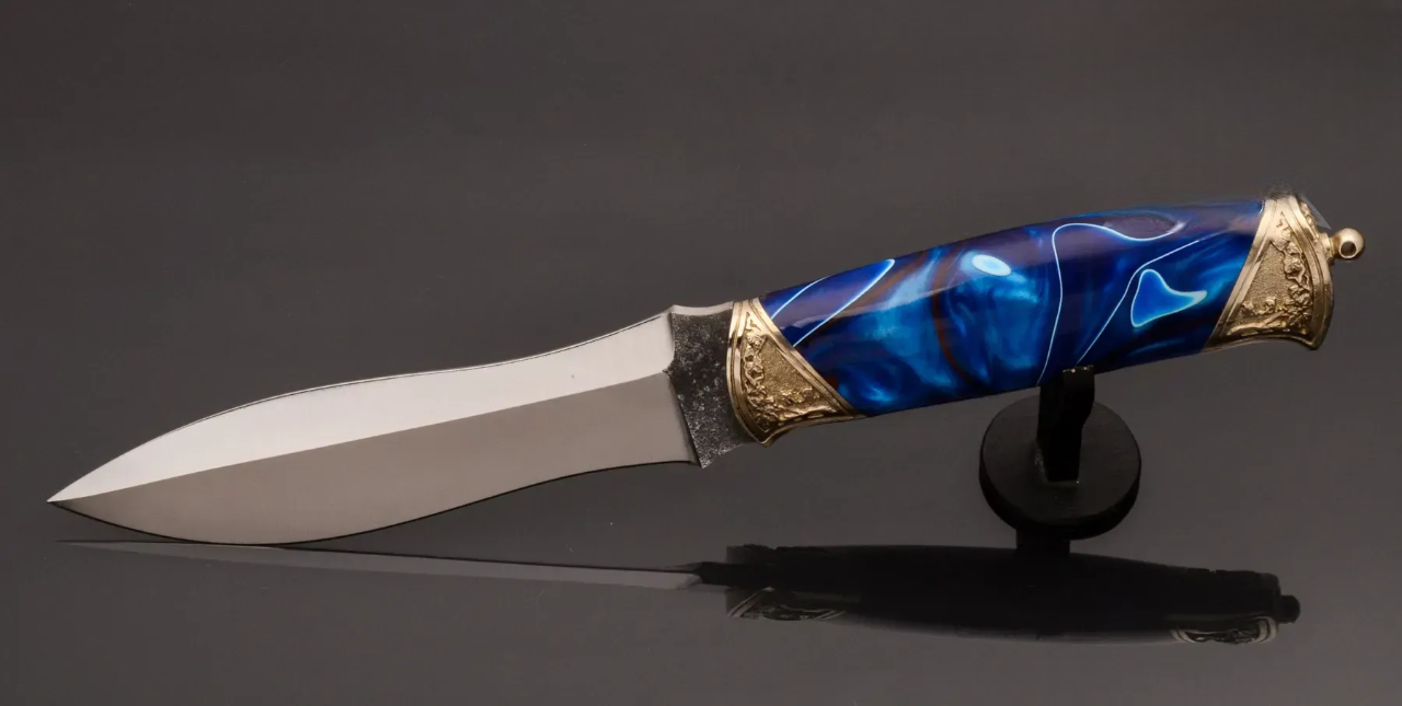 Unique Handmade Steel Knife with Acrylic Handle and Leather Sheath - Elegant Knives