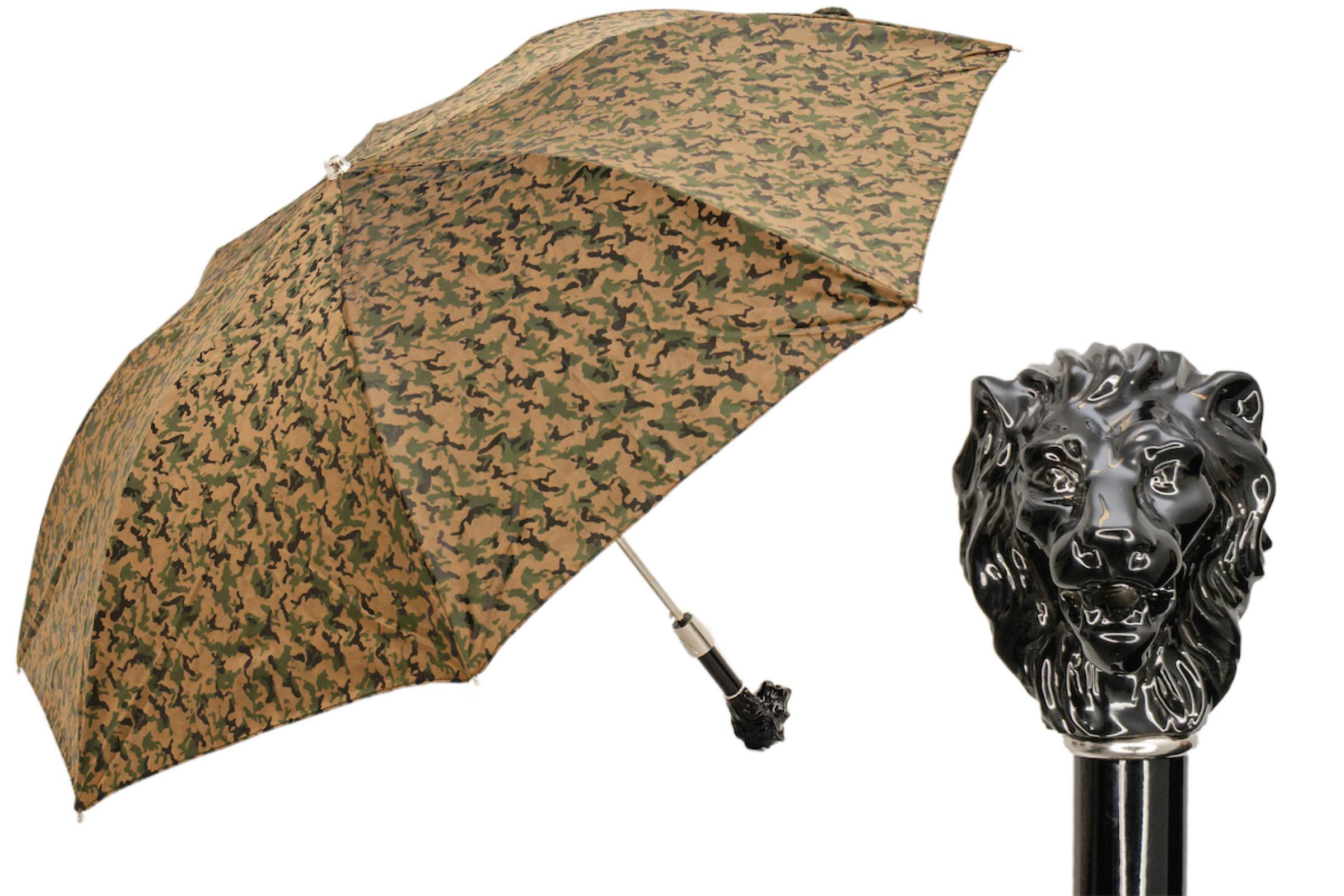 Handmade Black Lion Camouflage Folding Umbrella – Automatic Opening