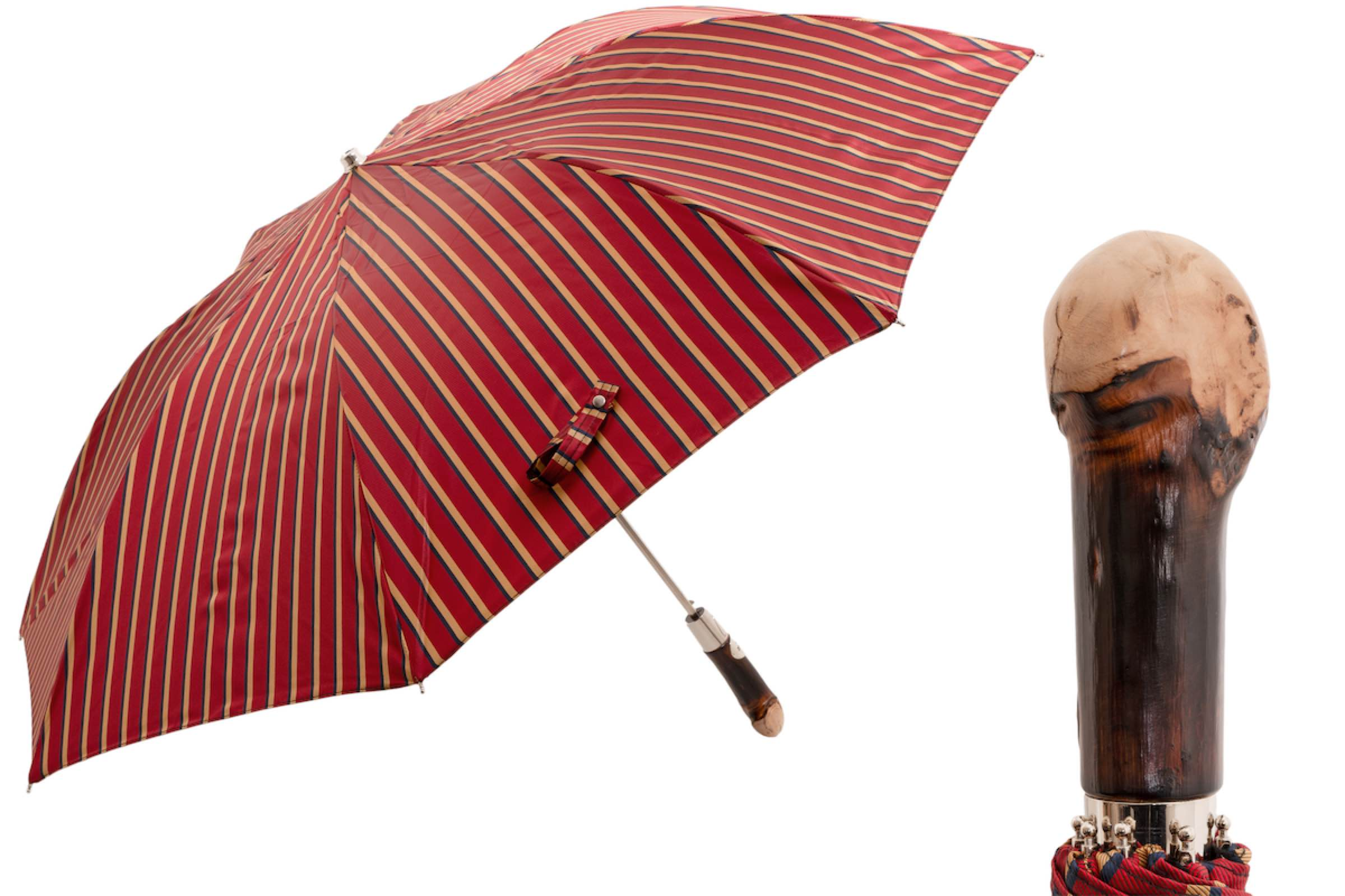 Striped Folding Automatic Opening Umbrella – Handmade in Italy
