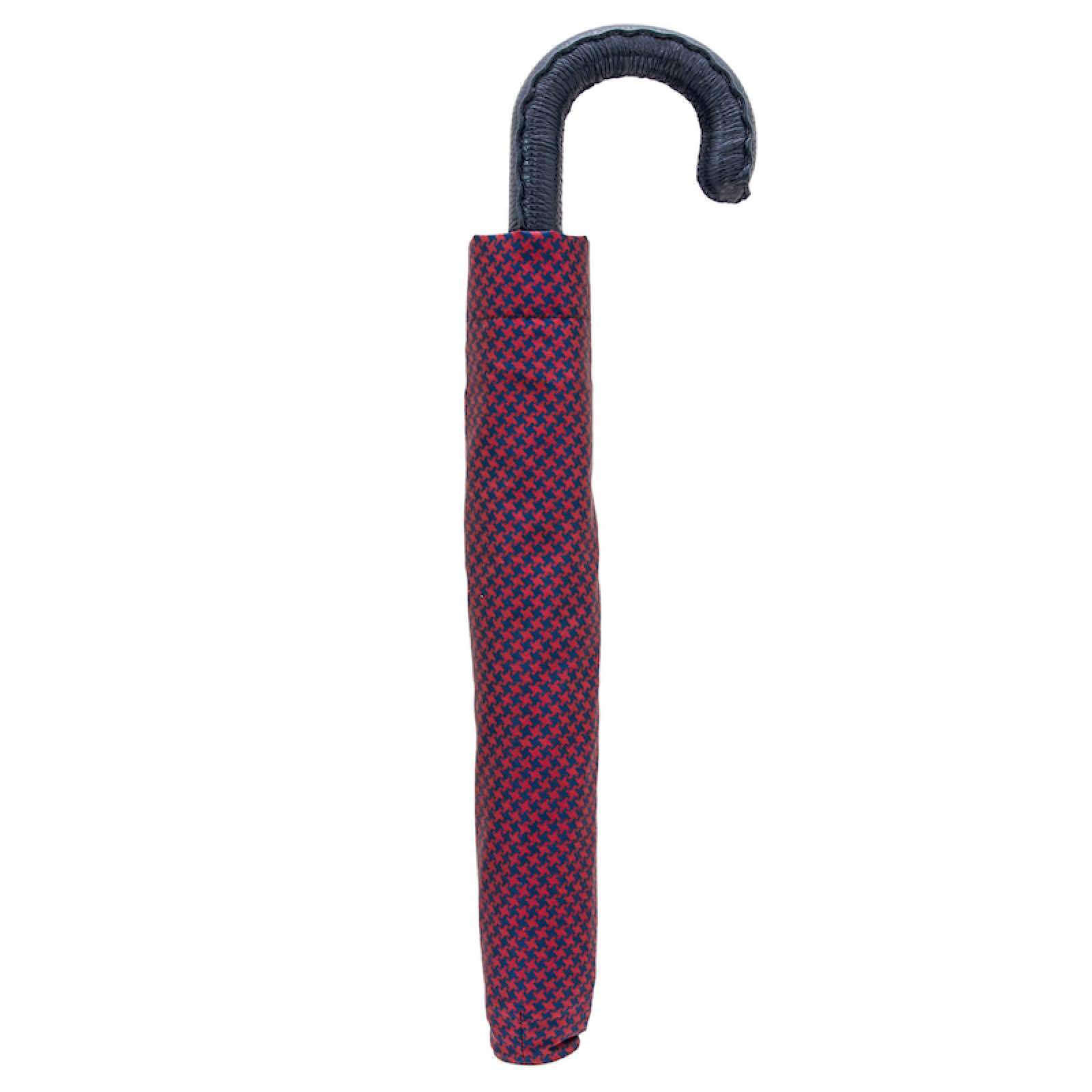 Red and Navy Folding Automatic Opening Umbrella – Handmade in Italy