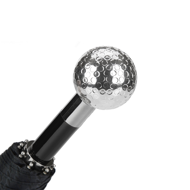 Designer Silver Golf Ball Folding Automatic Opening Umbrella