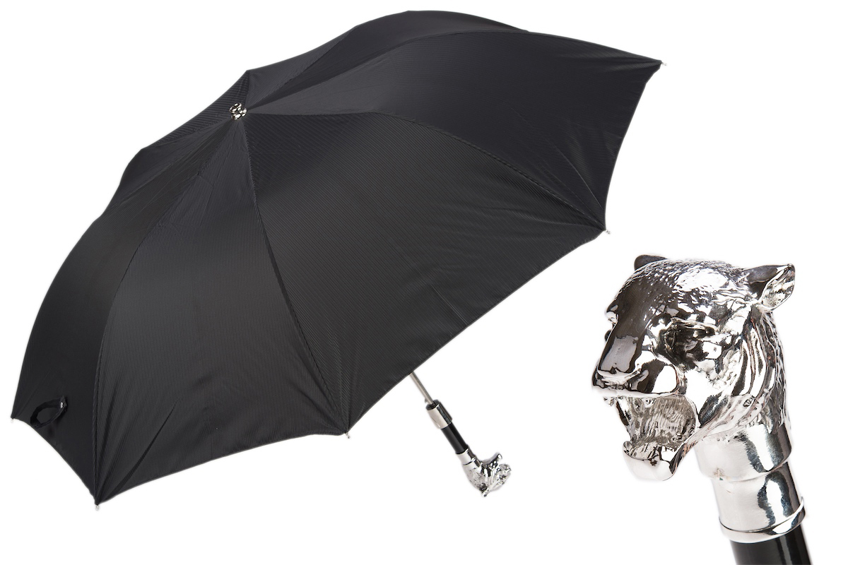 Silver Tiger Folding Automatic Opening Umbrella – Handmade in Italy