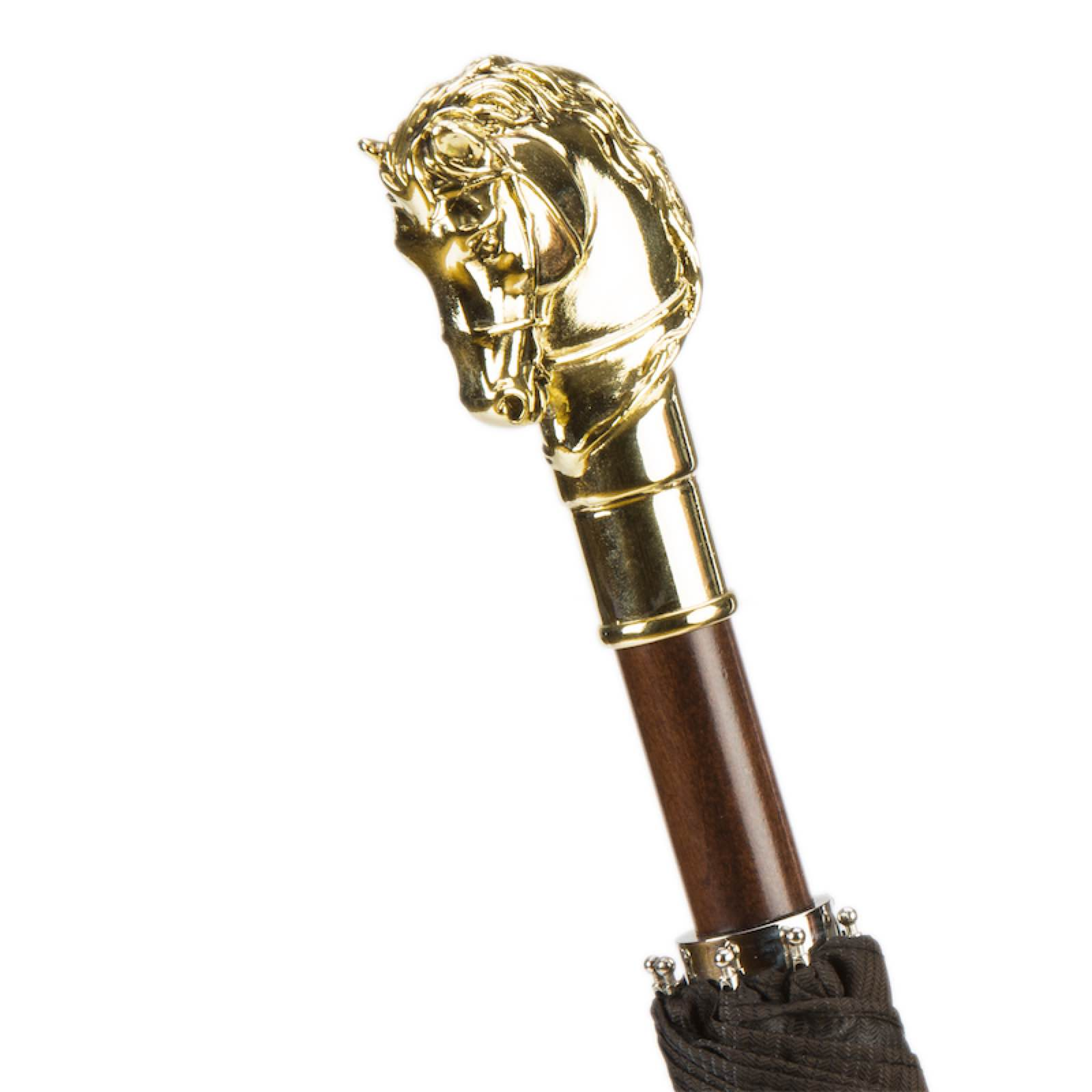 Golden Horse Folding Automatic Opening Umbrella – Handmade in Italy