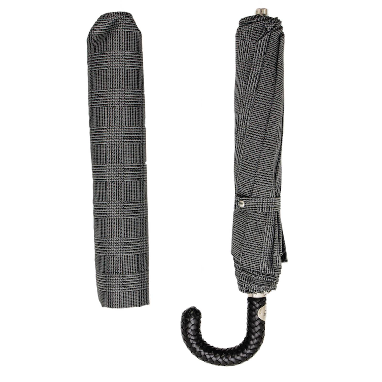 Folding Umbrella with Braided Leather Handle – Automatic Opening