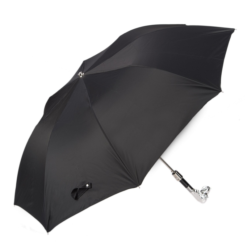 Silver Dog Folding Automatic Opening Umbrella – Handmade in Italy