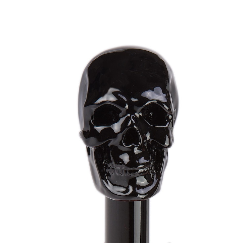 Red Folding Umbrella with Carbonised Skull Handle – Automatic Opening