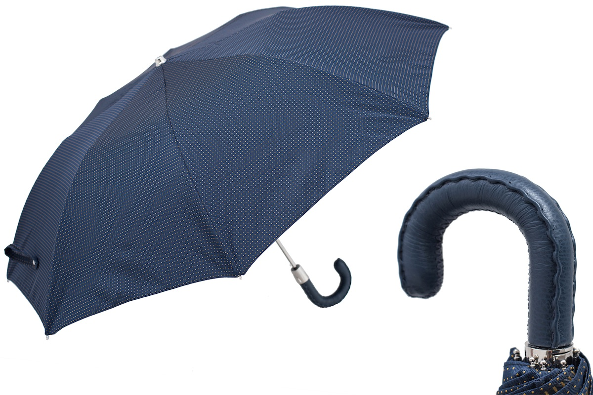 Folding Automatic Umbrella with Leather Handle – Handmade in Italy