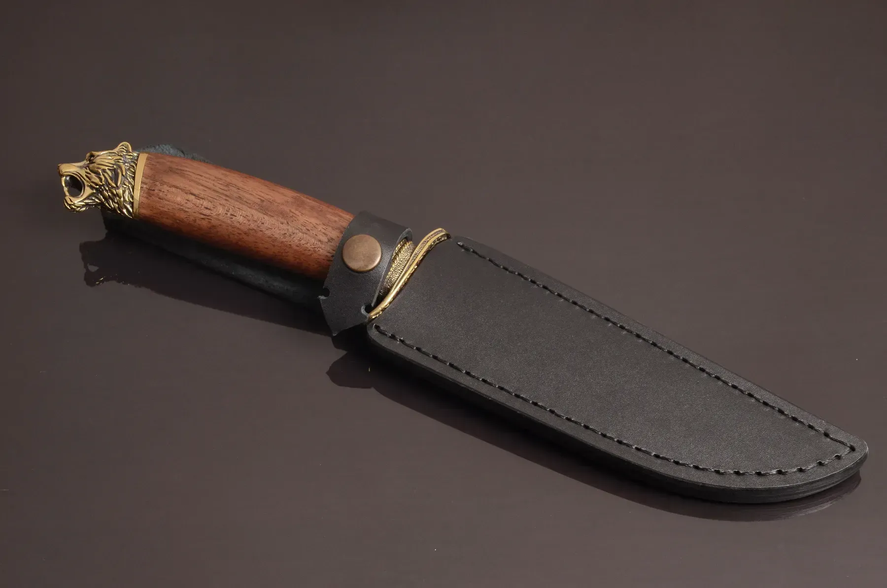 Designer Classic Stainless Steel Knife with Walnut Handle