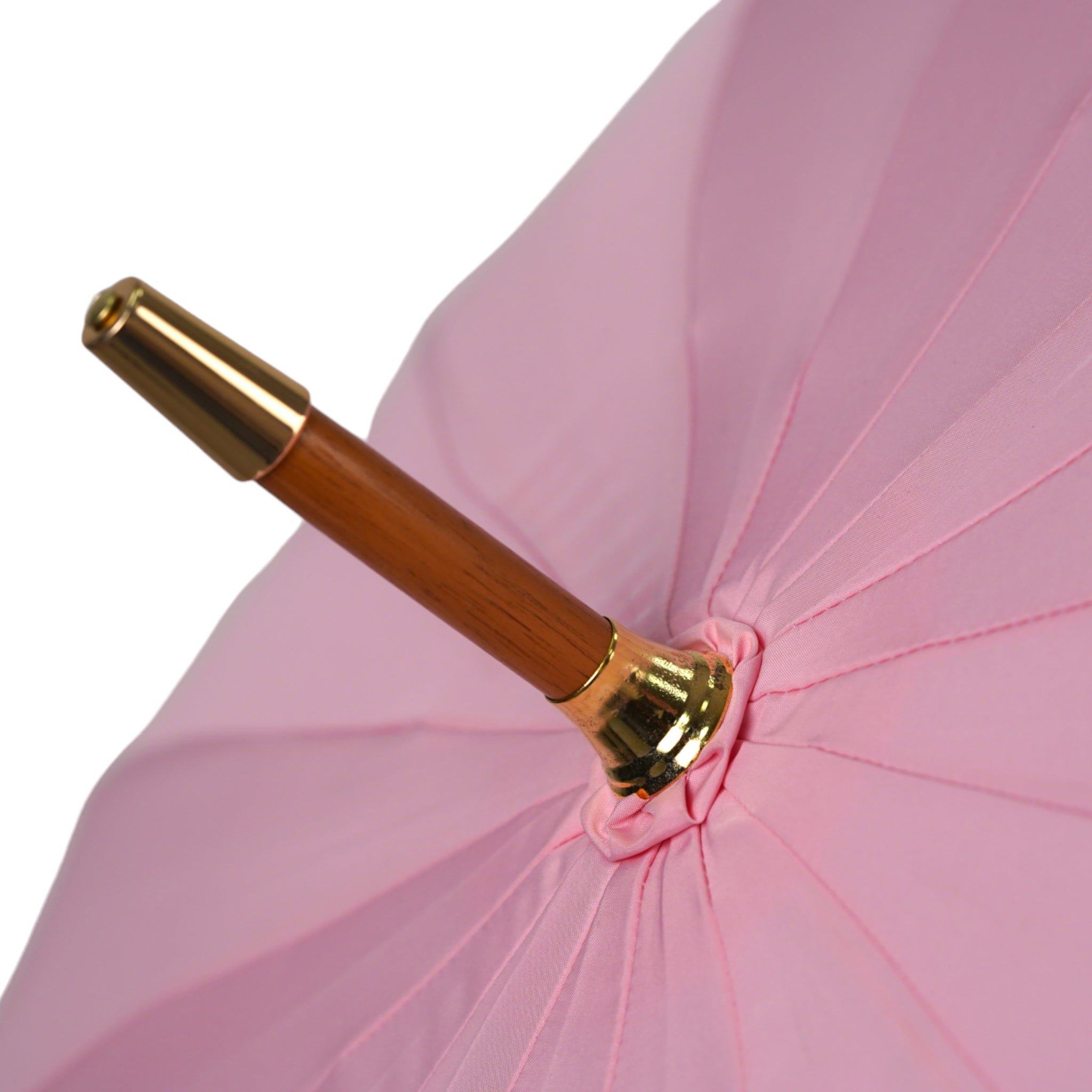 Limited Edition 24K Gold Handle Genuine Quartz Accent Pink Umbrella