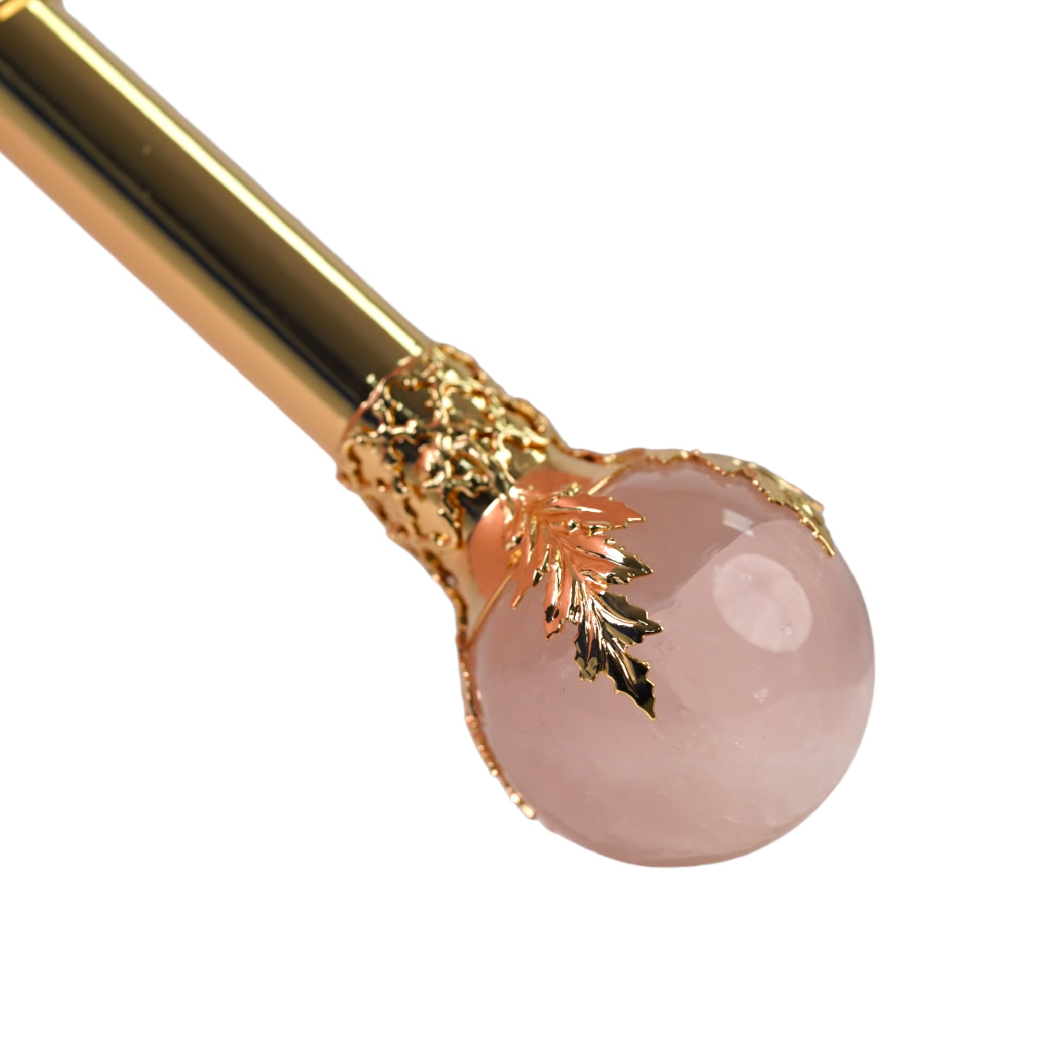 Limited Edition 24K Gold Handle Genuine Quartz Accent Pink Umbrella