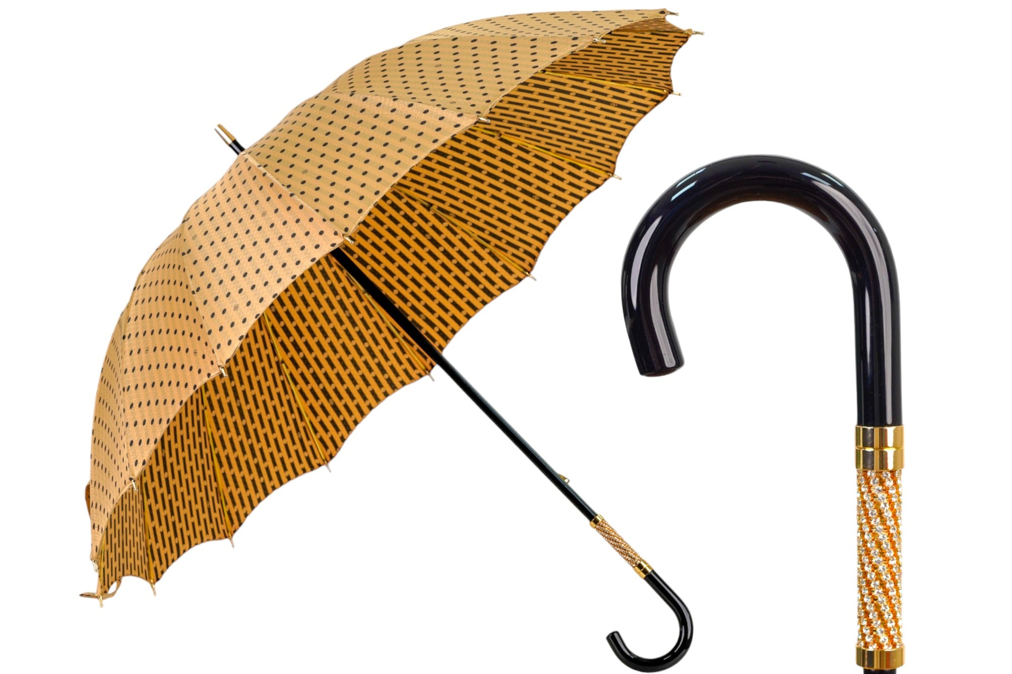 Limited Edition Jacquard Polka Dot Umbrella with 24K Gold Handle