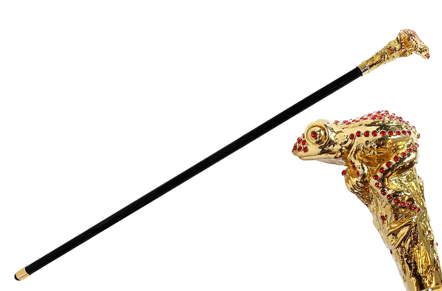 Luxury Gold Frog Walking Cane – 24K Gold-Plated with Swarovski Crystals
