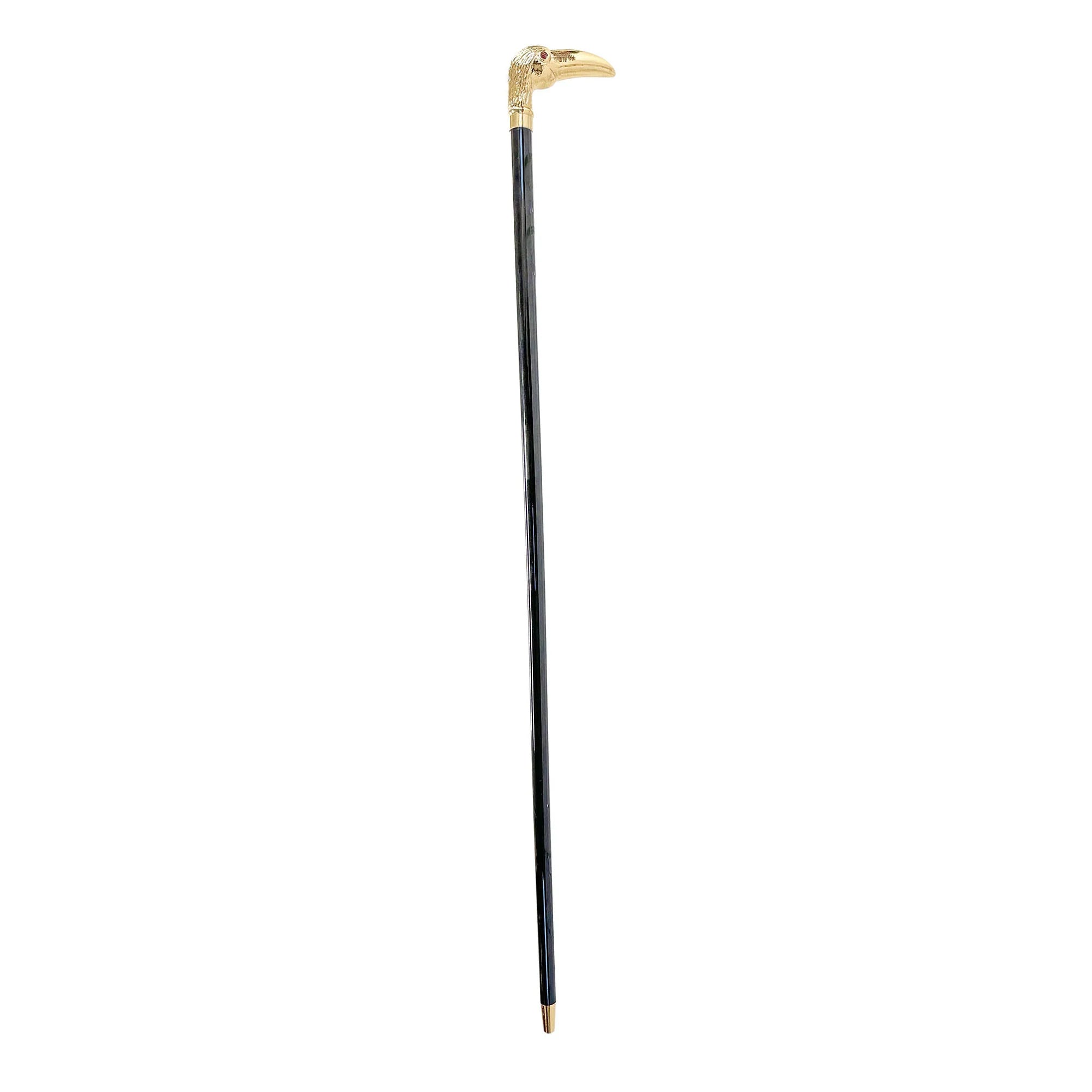 Toucan Walking Cane – 24K Gold-Plated Handle, Luxury Collectible Cane