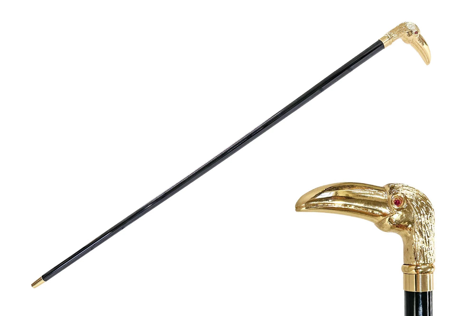 Toucan Walking Cane – 24K Gold-Plated Handle, Luxury Collectible Cane