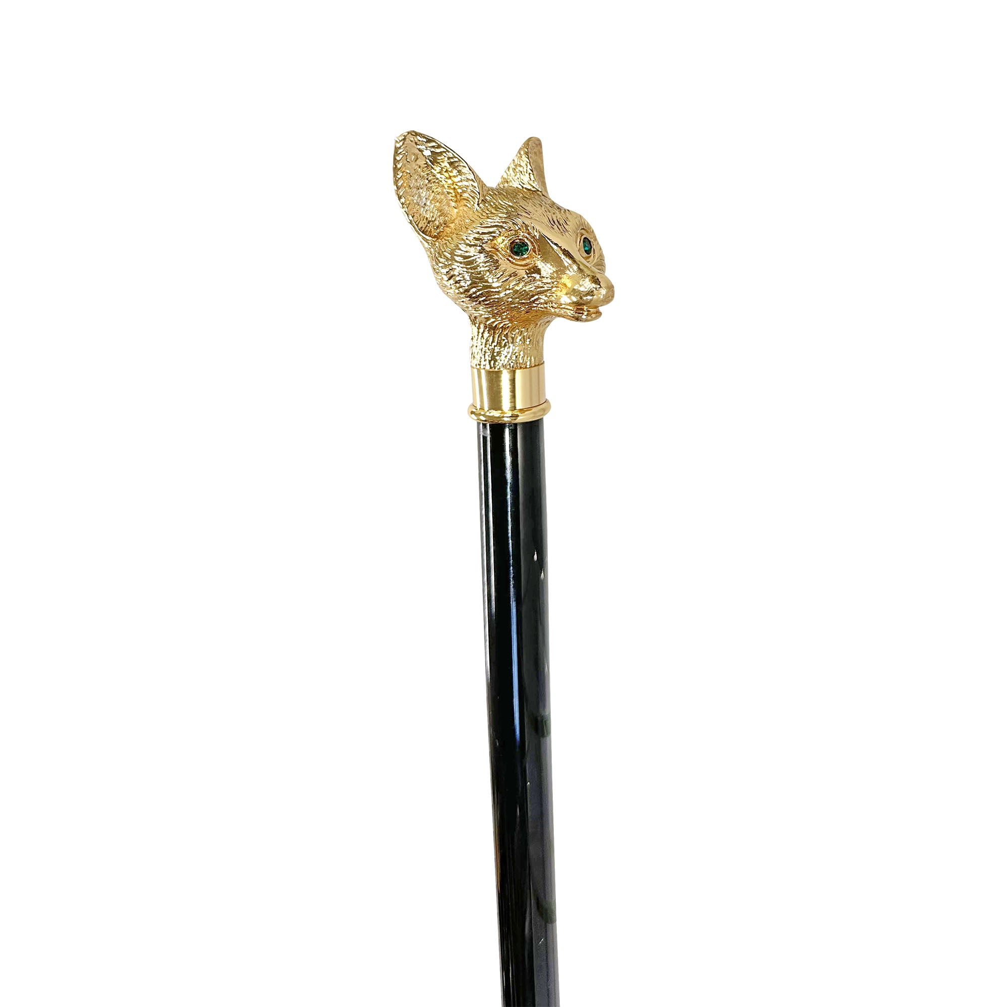 Luxury Handmade Fox Walking Stick with 24K Gold-Plated Handle