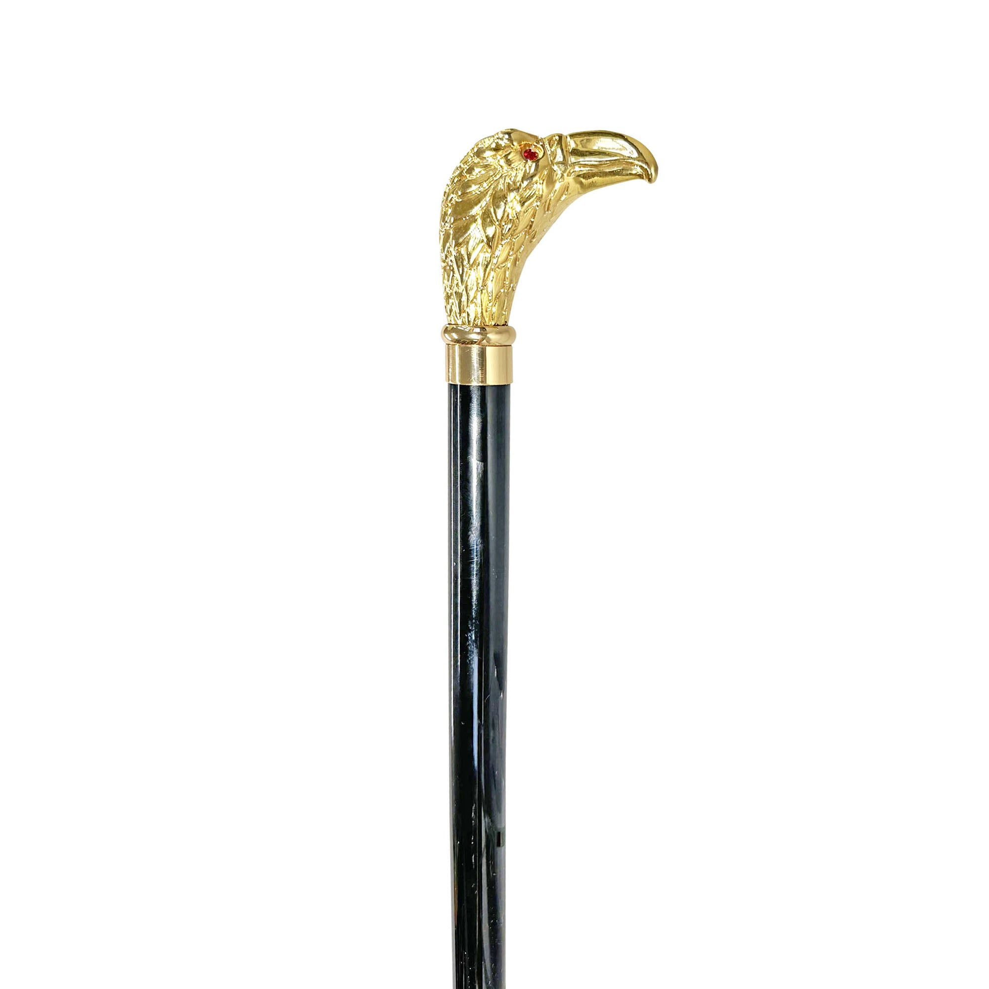 Luxury Italian Walking Stick with 24K Gold-Plated Eagle and Red Stone