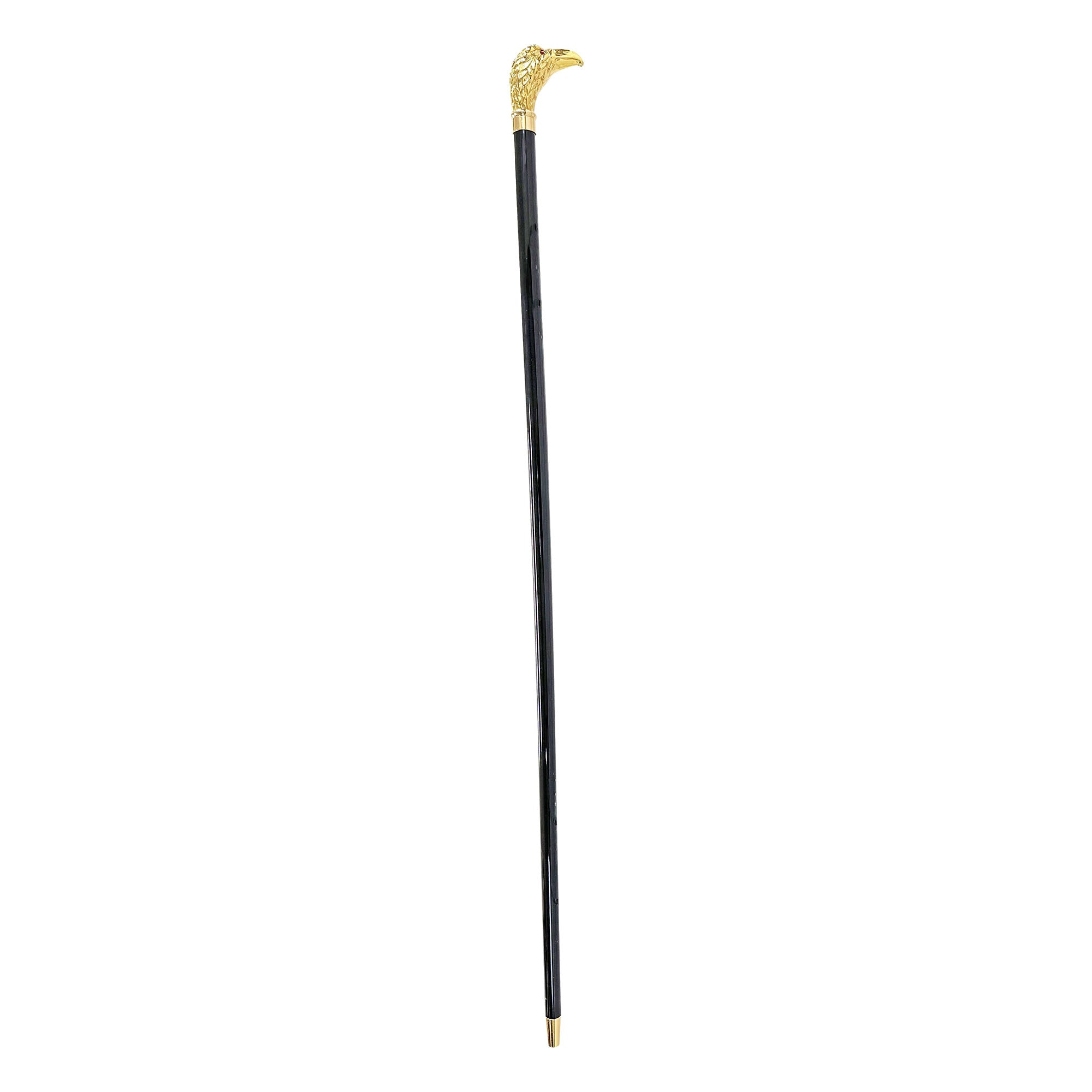 Luxury Italian Walking Stick with 24K Gold-Plated Eagle and Red Stone
