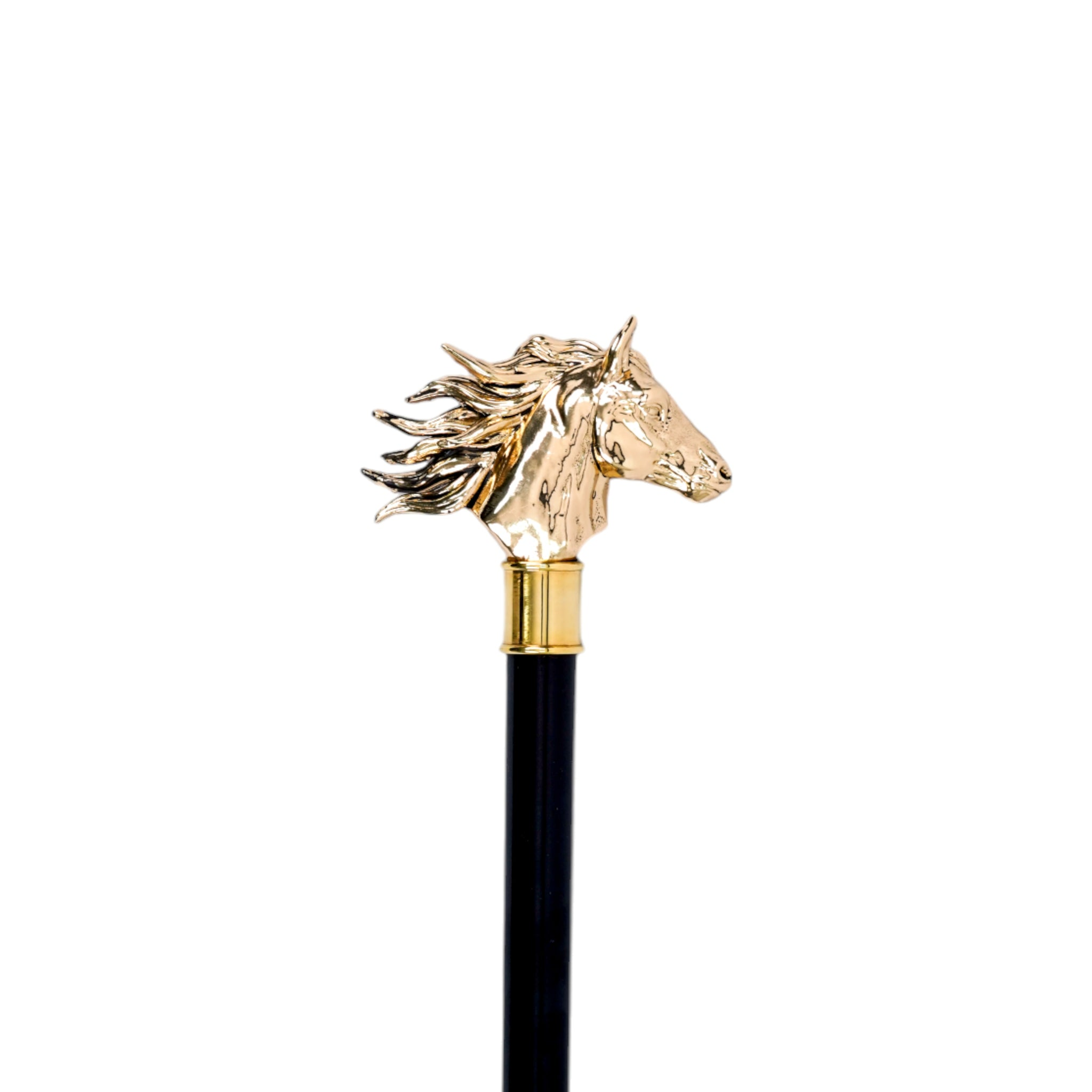 24K Gold-Plated Horse Handle Walking Stick – Handmade in Italy