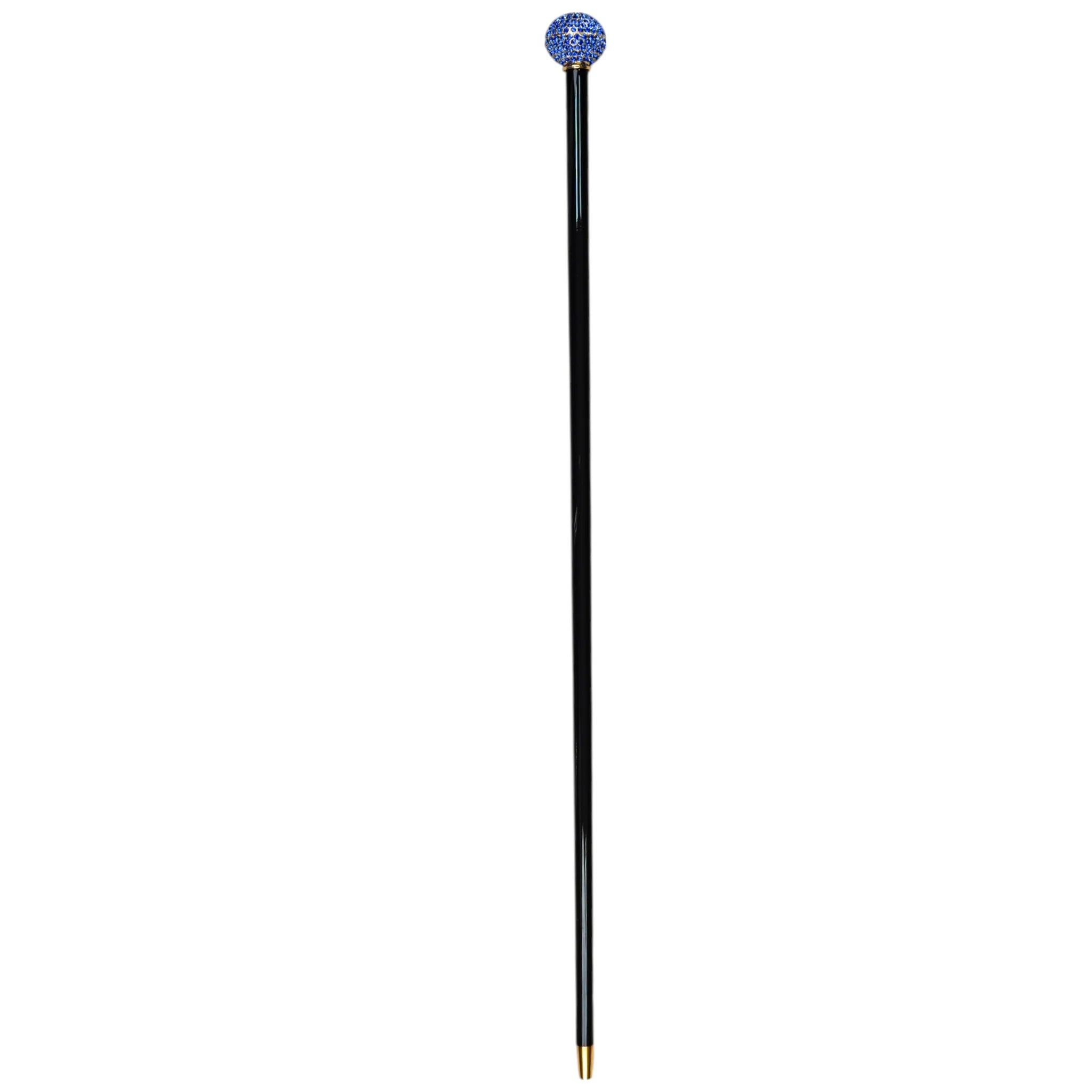 Blue Royalty Walking Cane – 24K Gold Handle with Sapphire Crystals