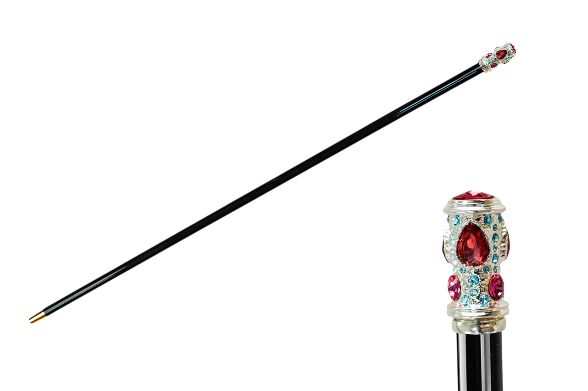 Luxury Italian Walking Stick “Imperial Passion” with Red and Ice Crystals