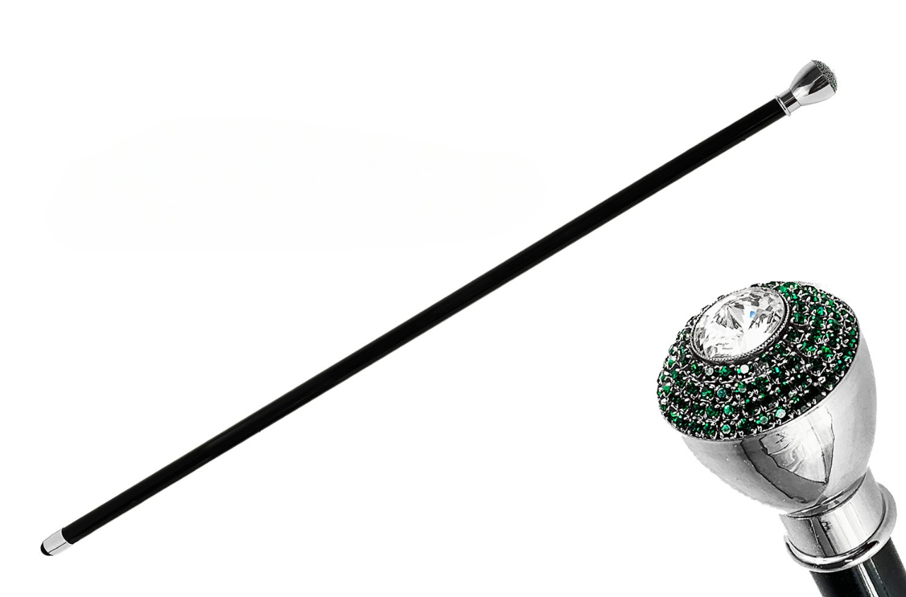 Luxury Italian Walking Stick with Swarovski Crystal Stone Handle