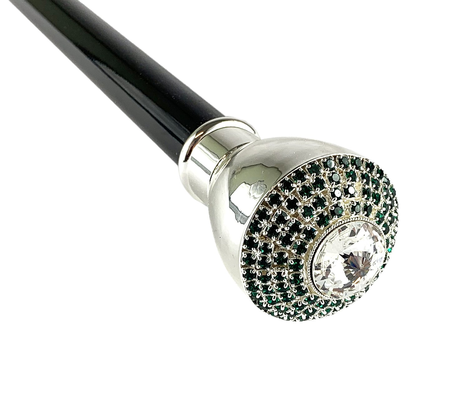 Luxury Italian Walking Stick with Swarovski Crystal Stone Handle
