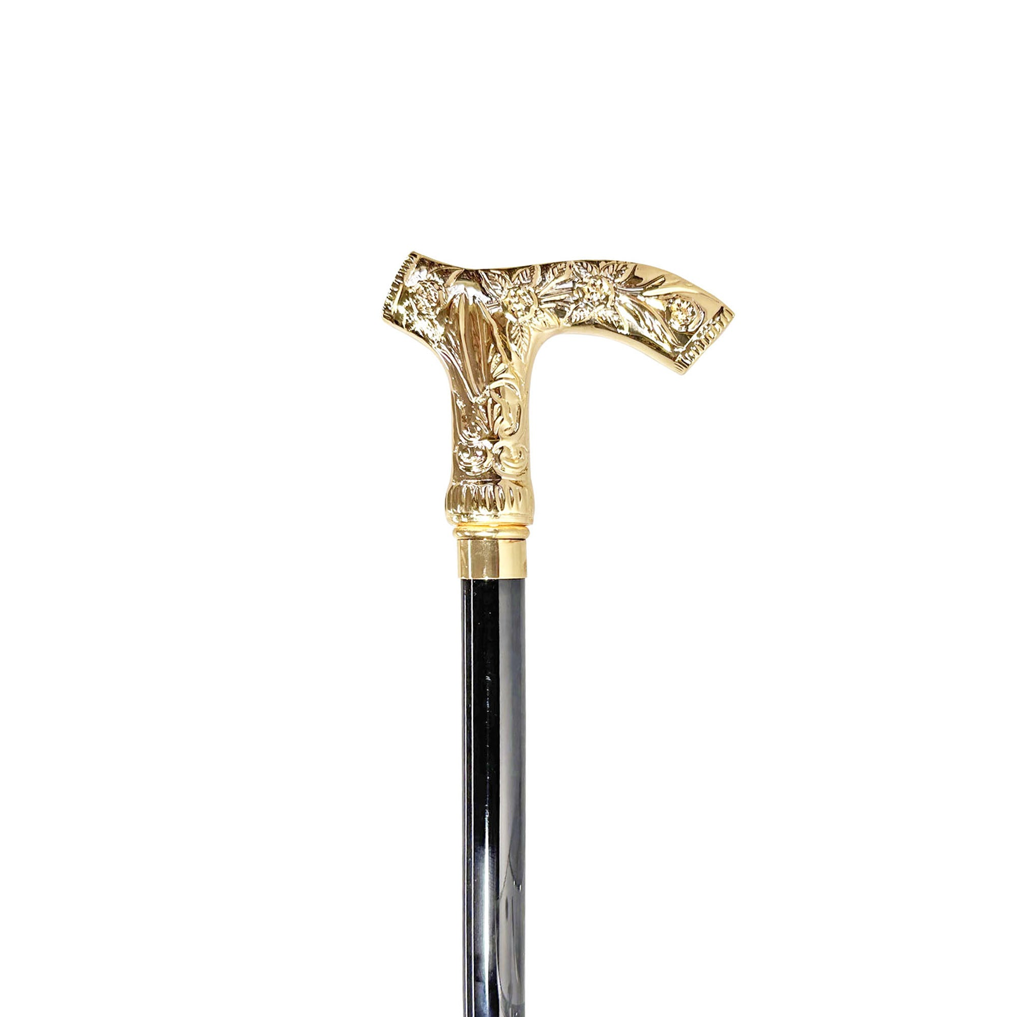 Hand-Engraved 24K Gold-Plated Walking Stick – Italian Luxury